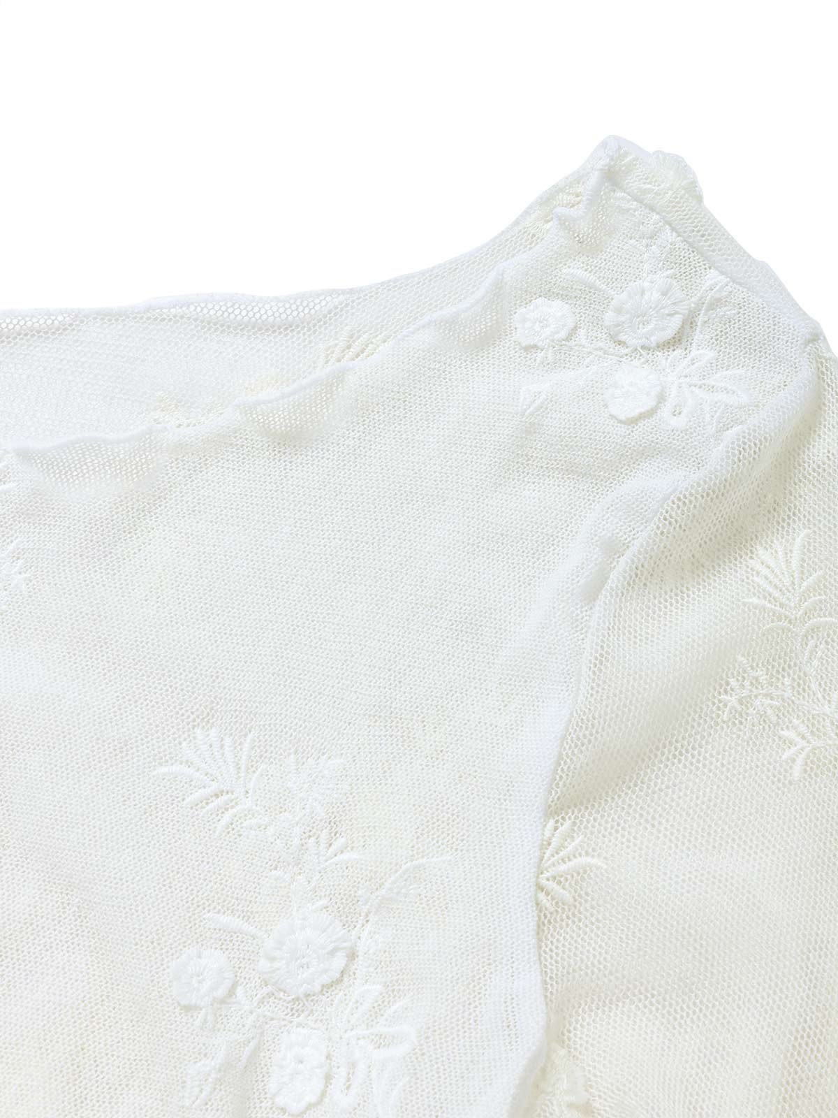 [Pre-Sale] White 1950s 3D Floral Embroidery Mesh Cover-up - Image 5