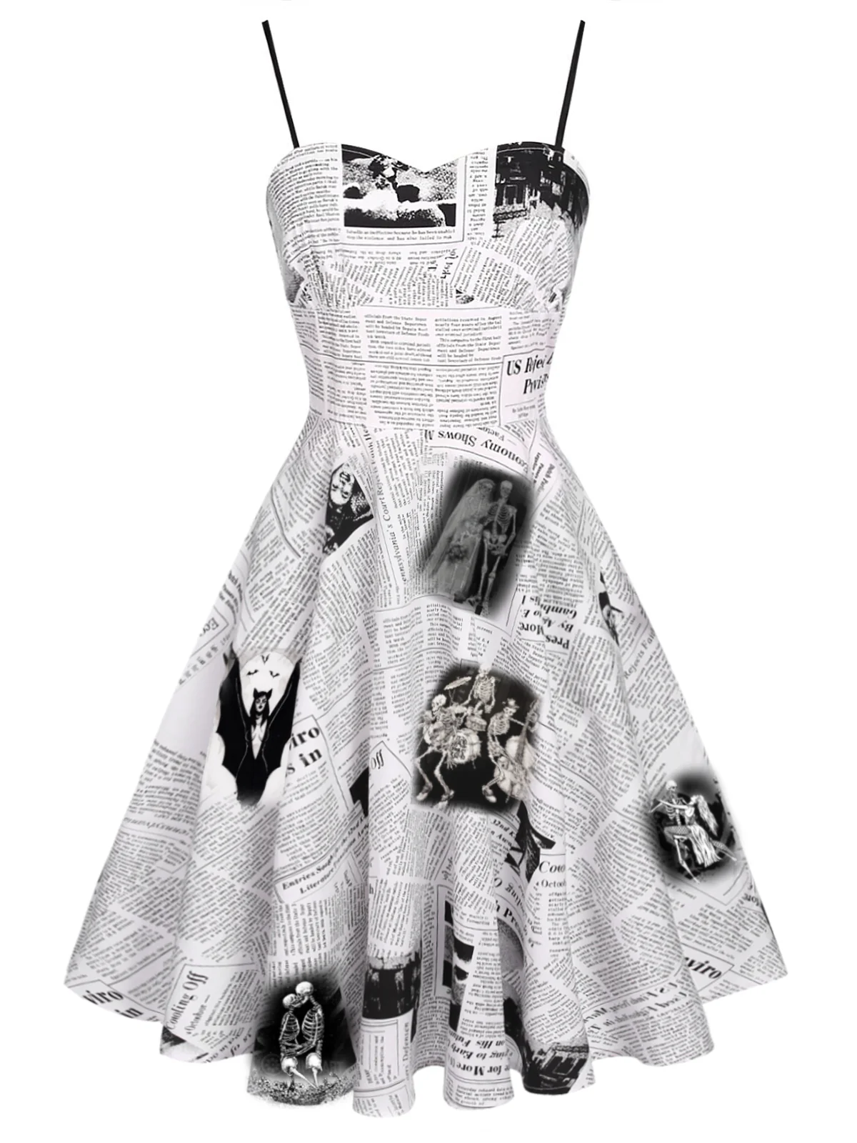 White 1950s Bat Cape Swing Dress - Image 3