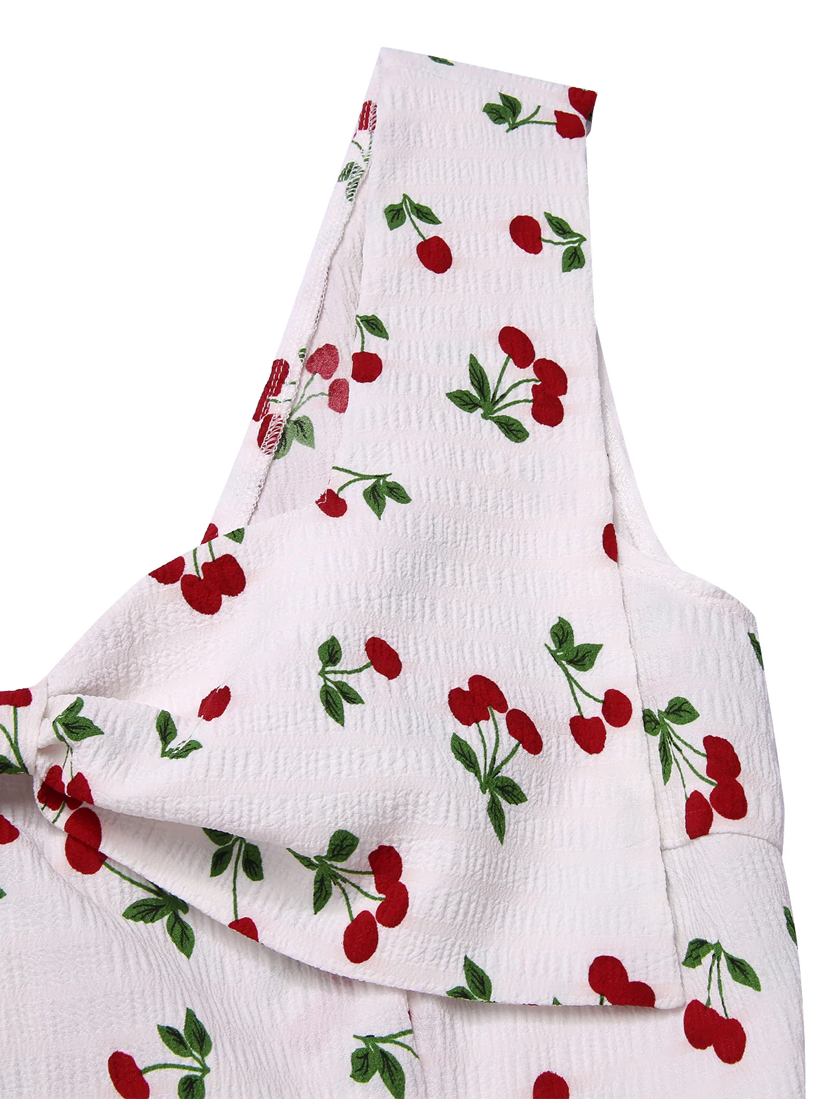 White 1950s Cherry Bow Sweetheart Neck Dress - Image 5
