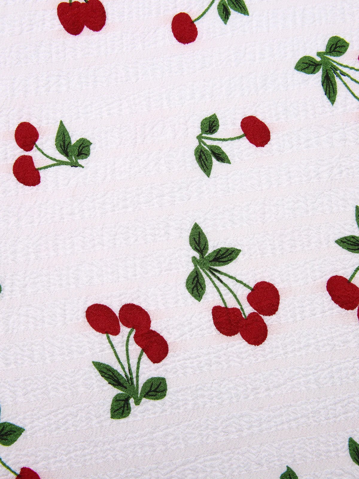 White 1950s Cherry Bow Sweetheart Neck Dress - Image 6