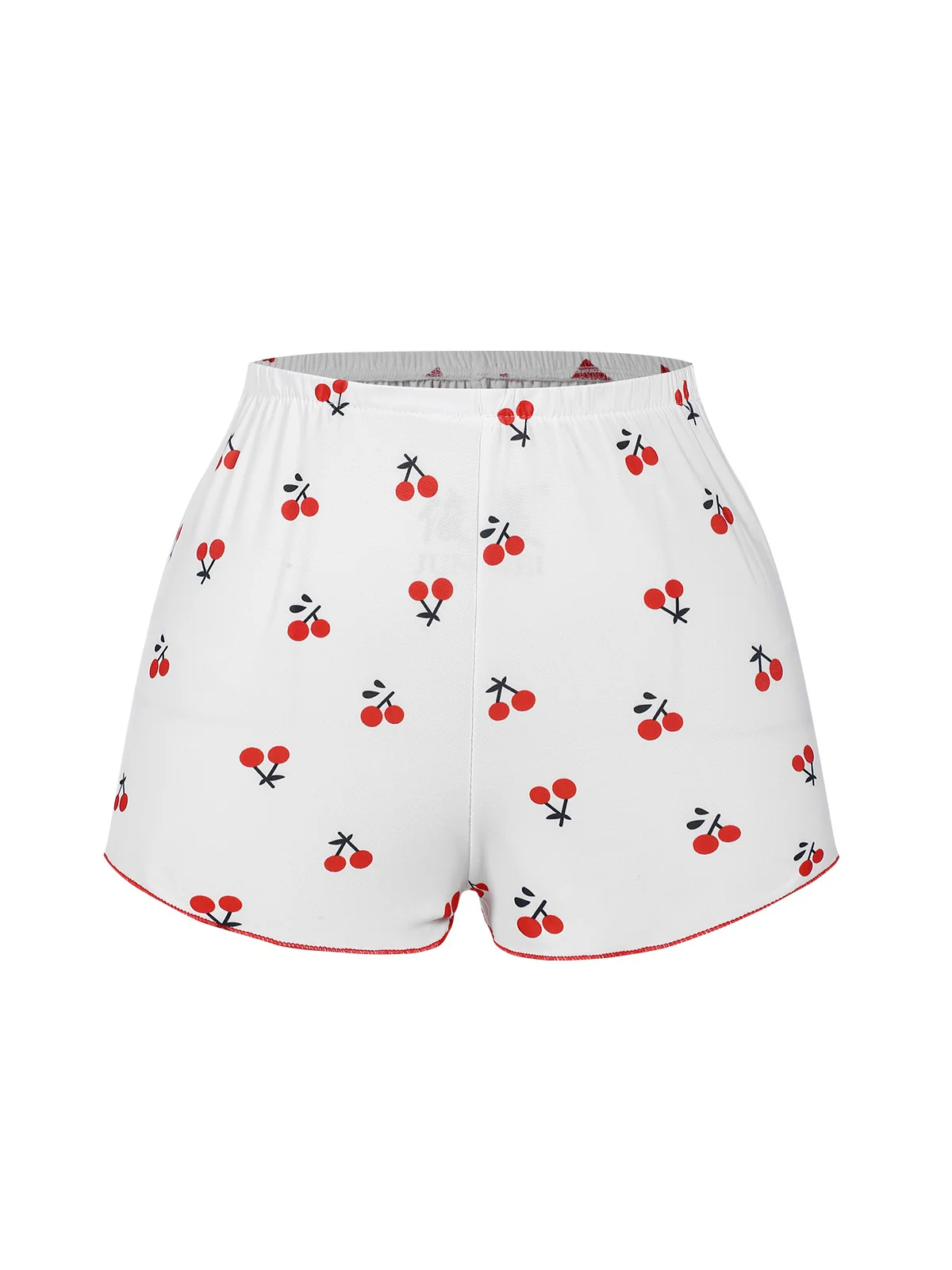 White 1950s Cherry Navel Straps Pajamas - Image 5
