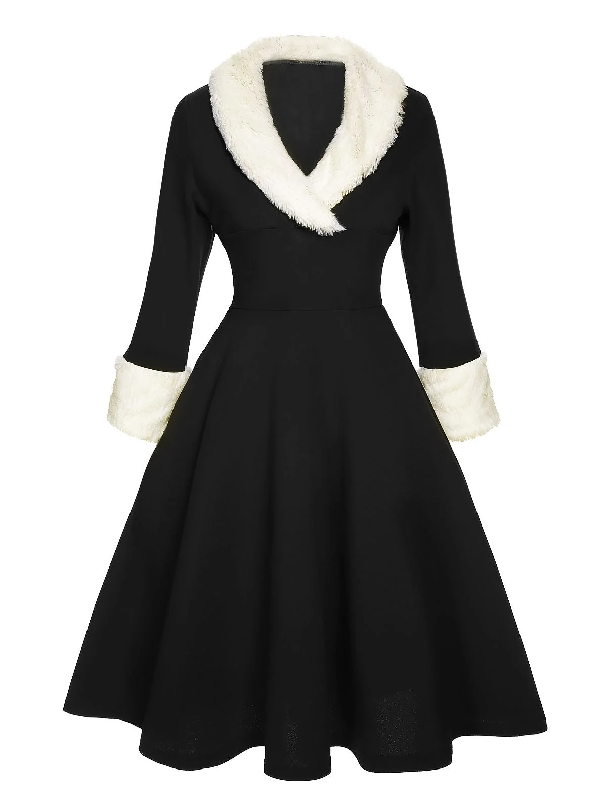 White 1950s Christmas Lapel Dress - Image 3