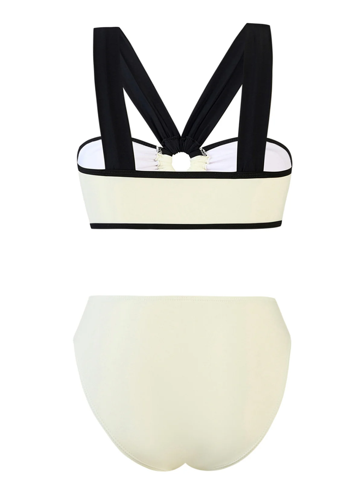White 1950s Colorblock Wide-Straps Swimsuit - Image 2