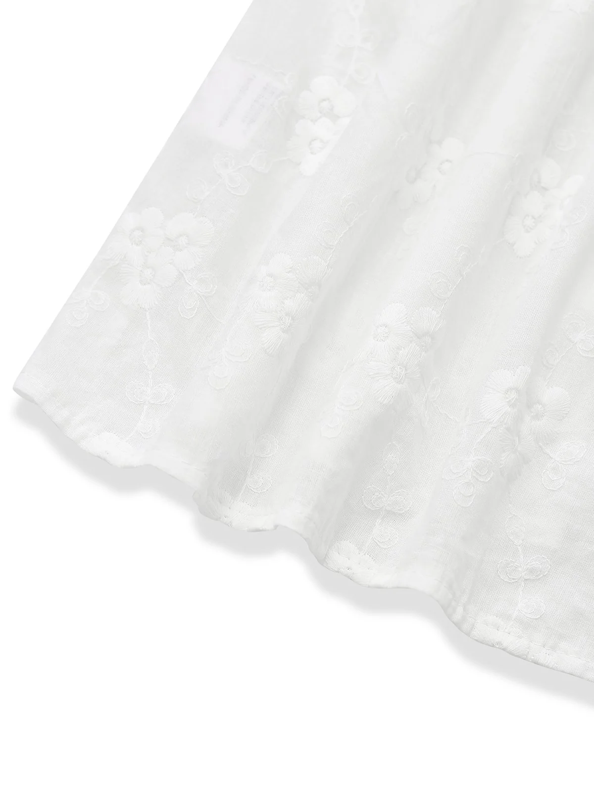 White 1950s Cotton Embroidery Flower Lapel Blouse - Image 6