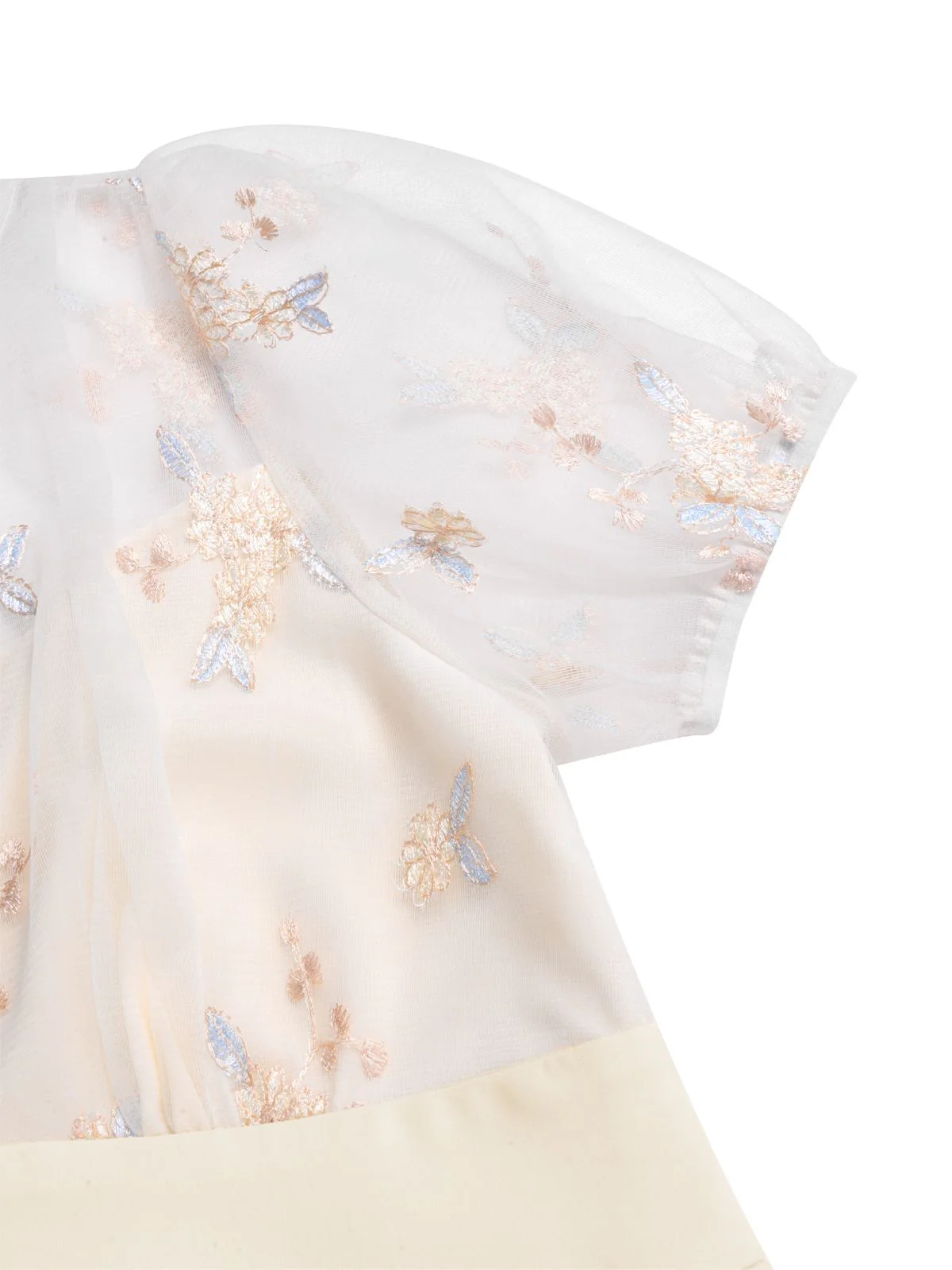 White 1950s Deep V-Neck Embroidered Floral Dress - Image 8