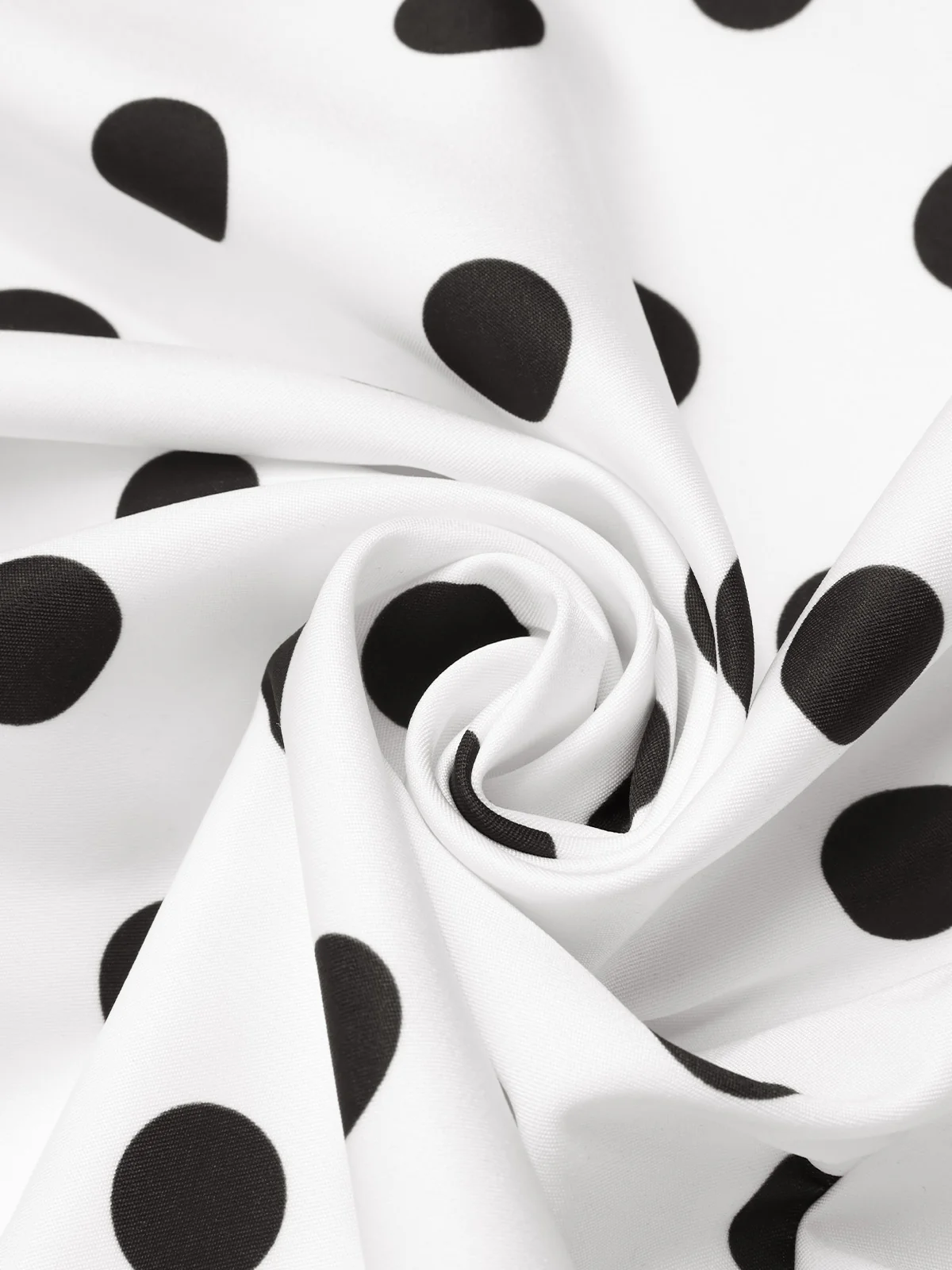 White 1950s Deep V-Neck Polka Dots Top - Image 7