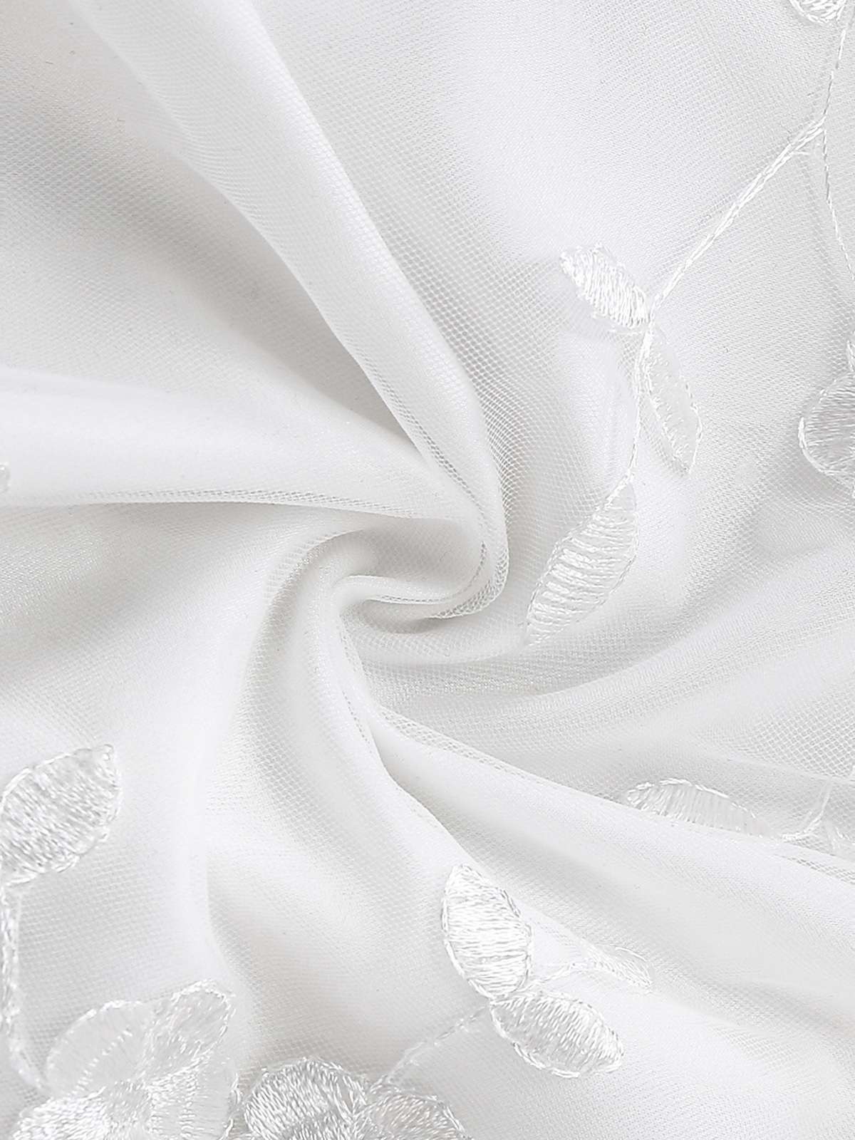White 1950s Floral Embroidered Lace Square Neck Dress - Image 5