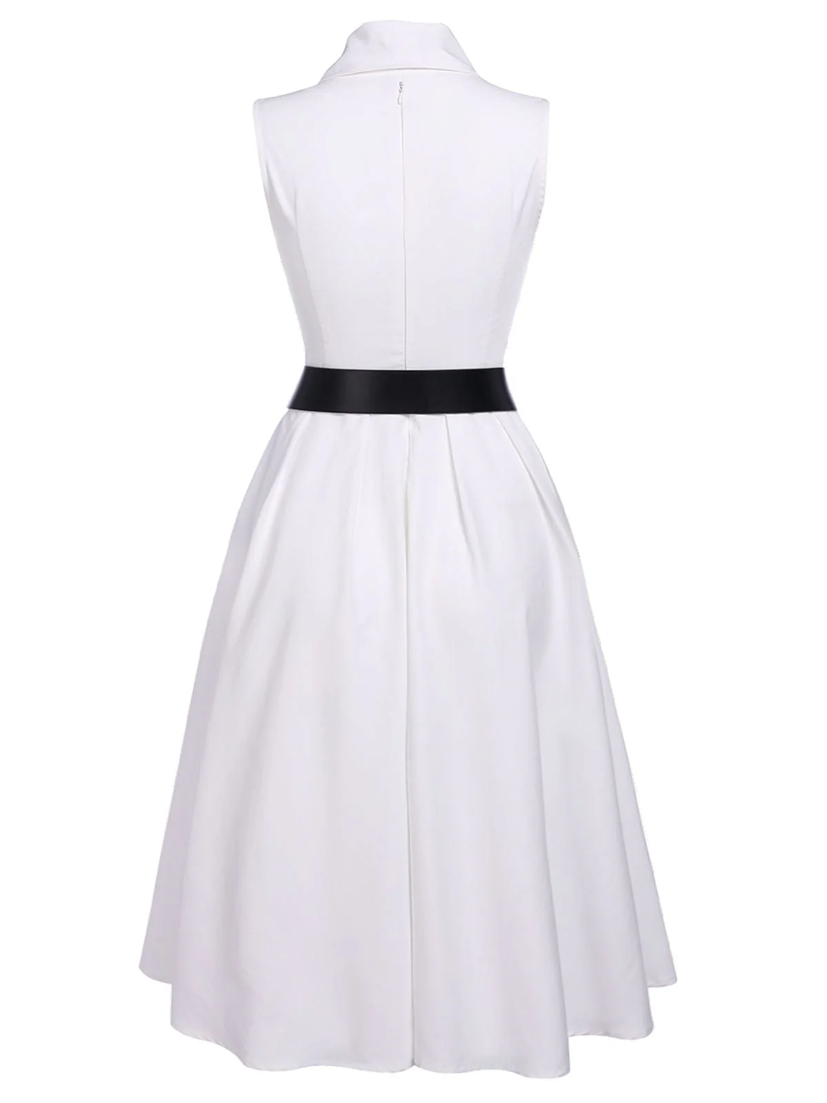White 1950s Halter Belted Swing Dress - Image 5