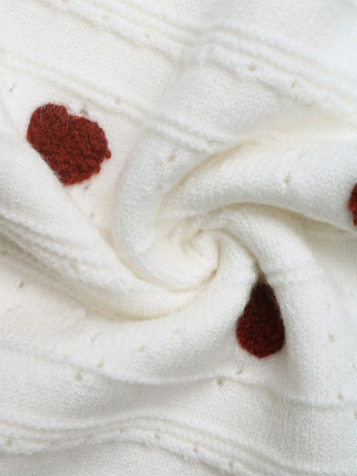 White 1950s Heart Contrast Knitted Cardigan - Image 6