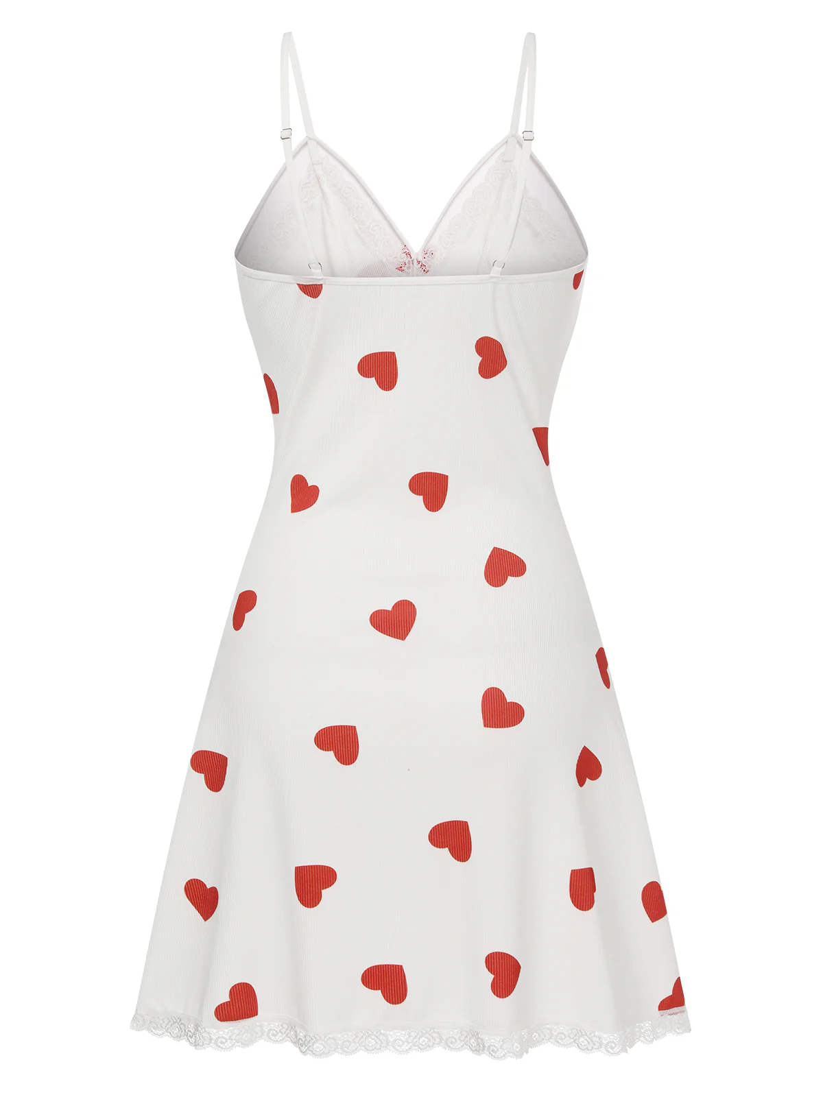 White 1950s Heart Lace Spaghetti Straps Sleepwear - Image 2
