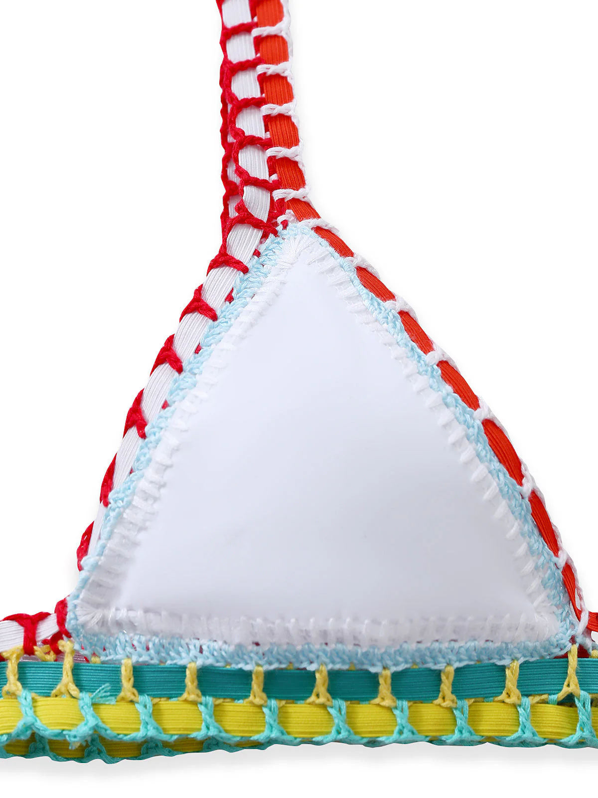 White 1950s Colorful Knit Halter Bikini Set - Image 4