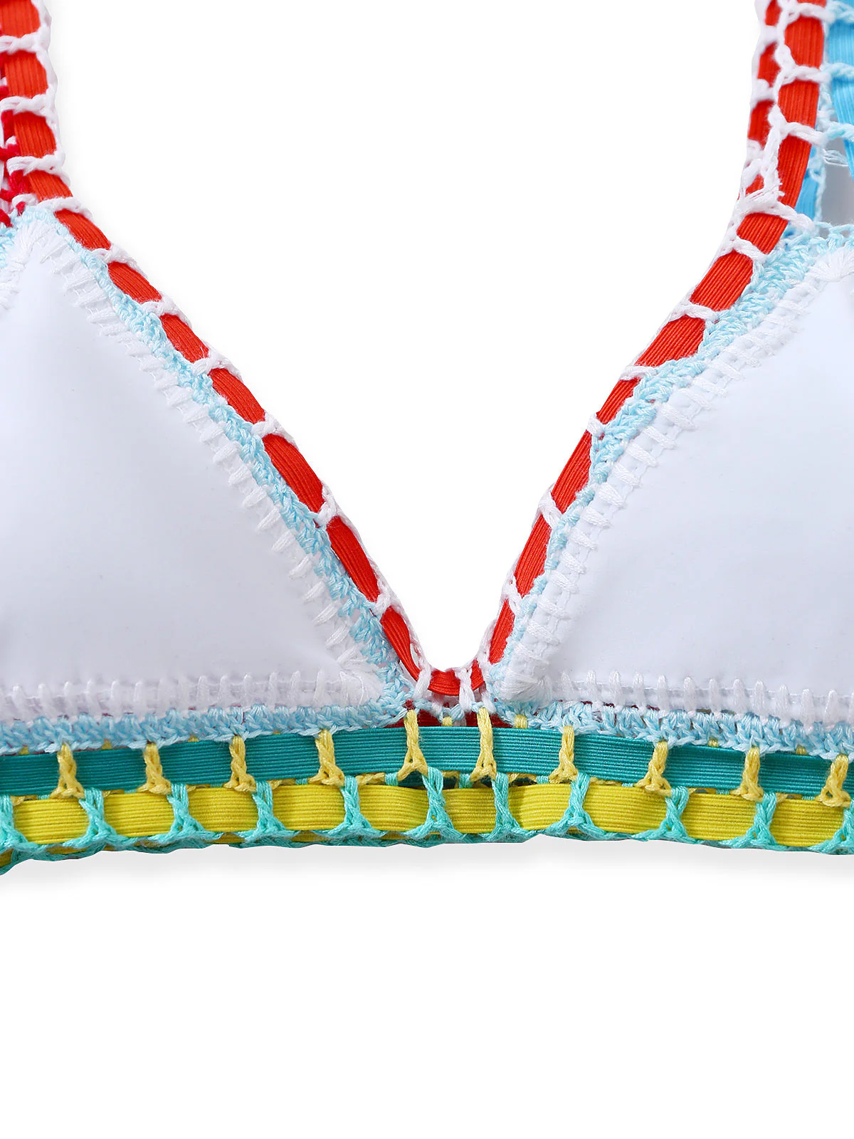White 1950s Colorful Knit Halter Bikini Set - Image 5
