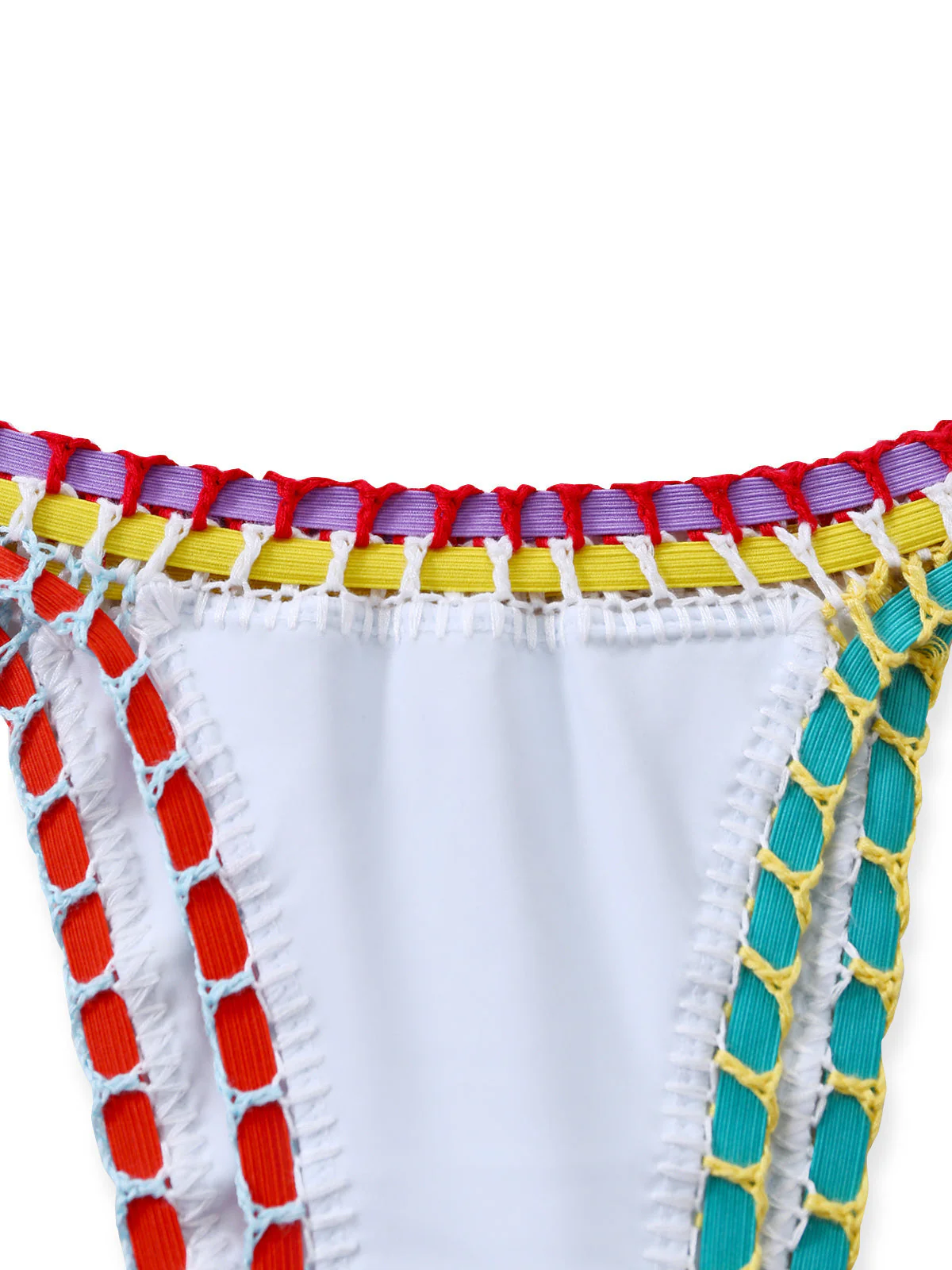 White 1950s Colorful Knit Halter Bikini Set - Image 6
