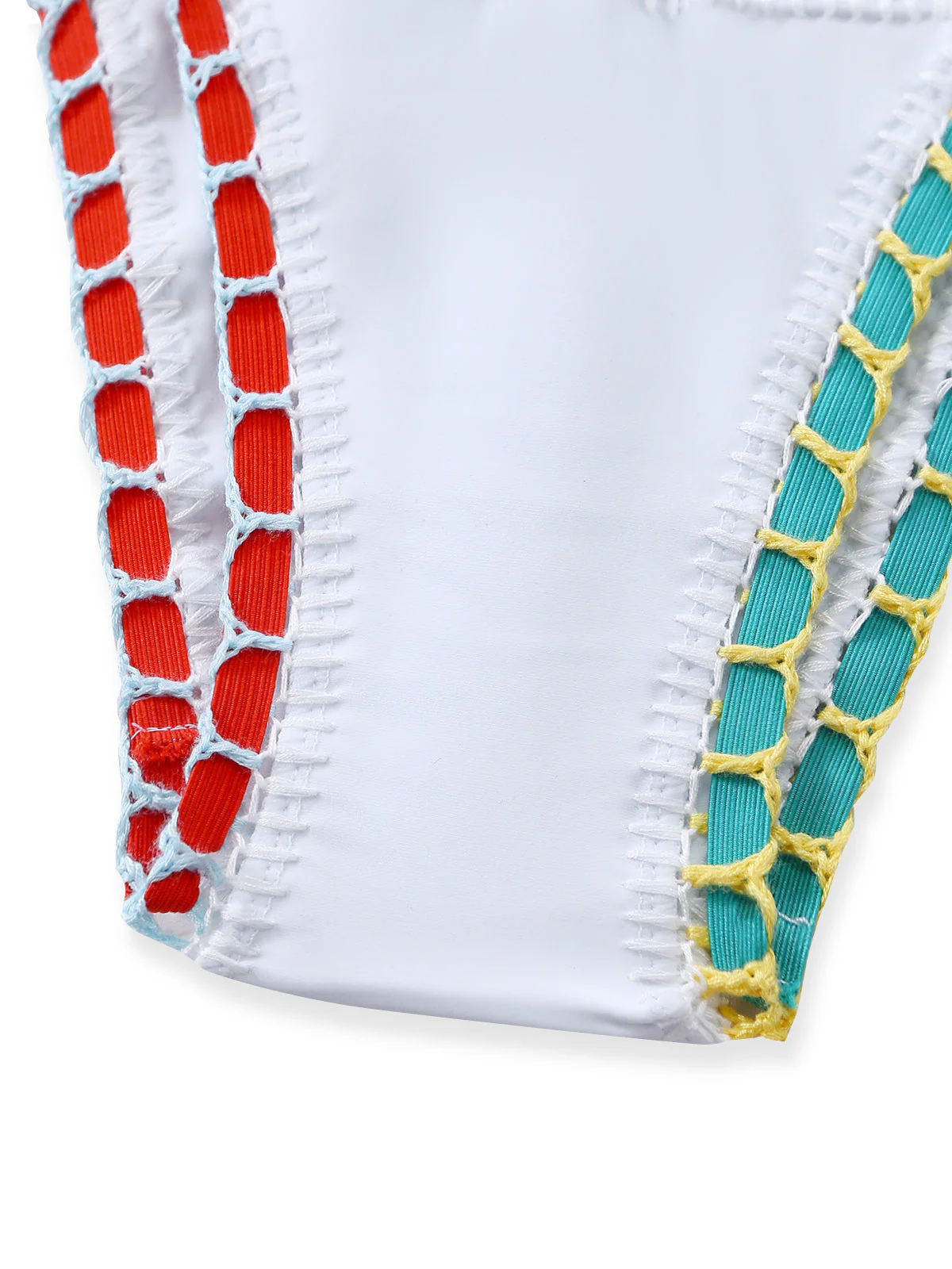 White 1950s Colorful Knit Halter Bikini Set - Image 7