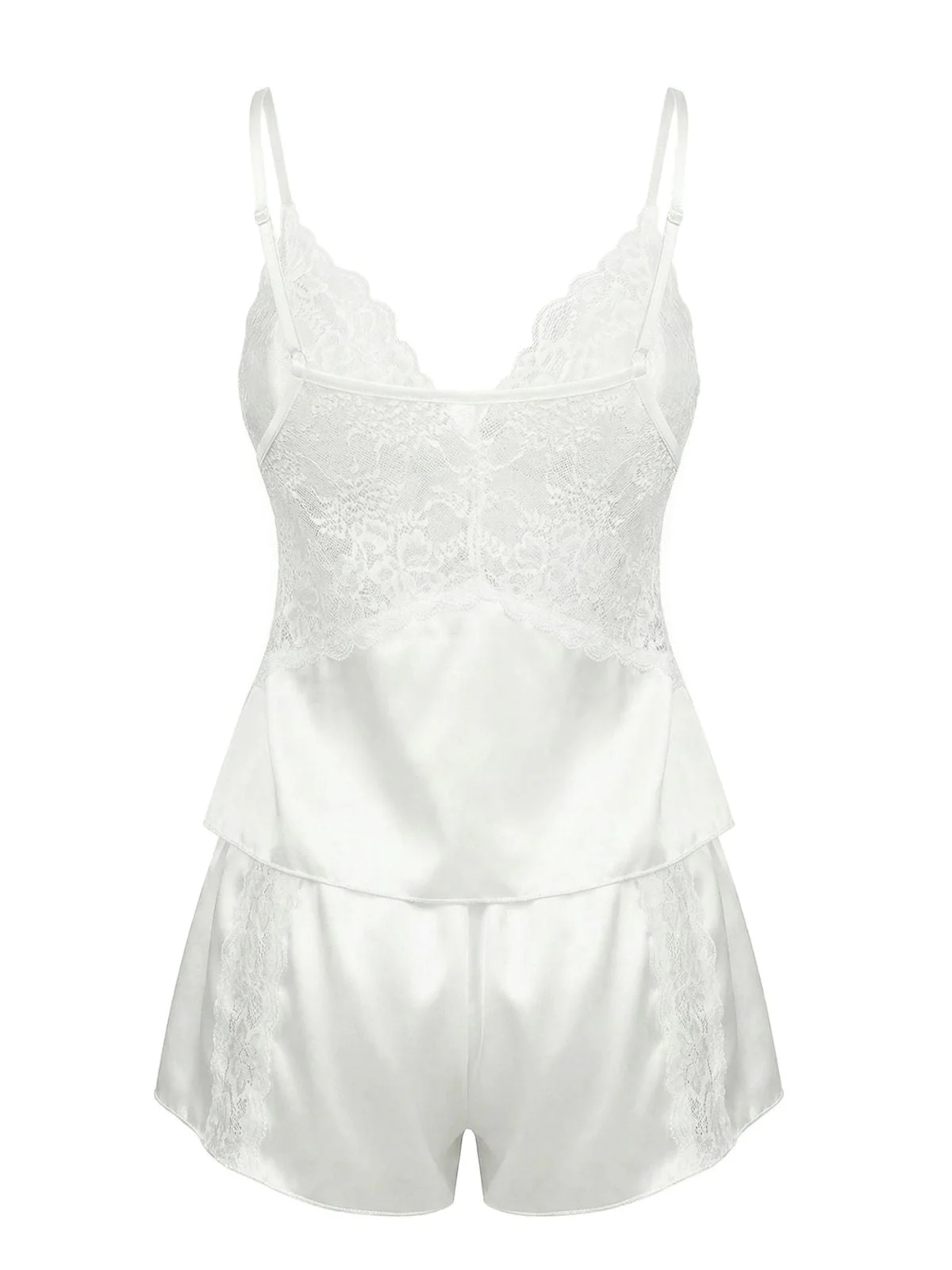 White 1950s Lace Satin Camisole Pajama Set - Image 4