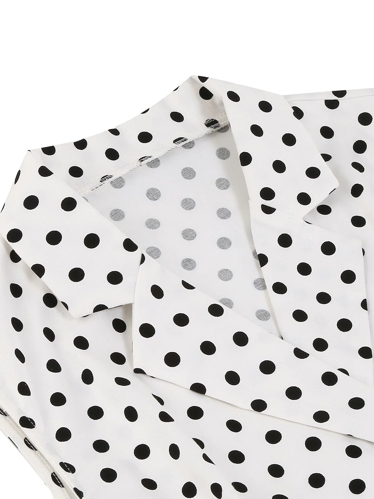 White 1950s Polka Dot Lapel Swing Dress - Image 4