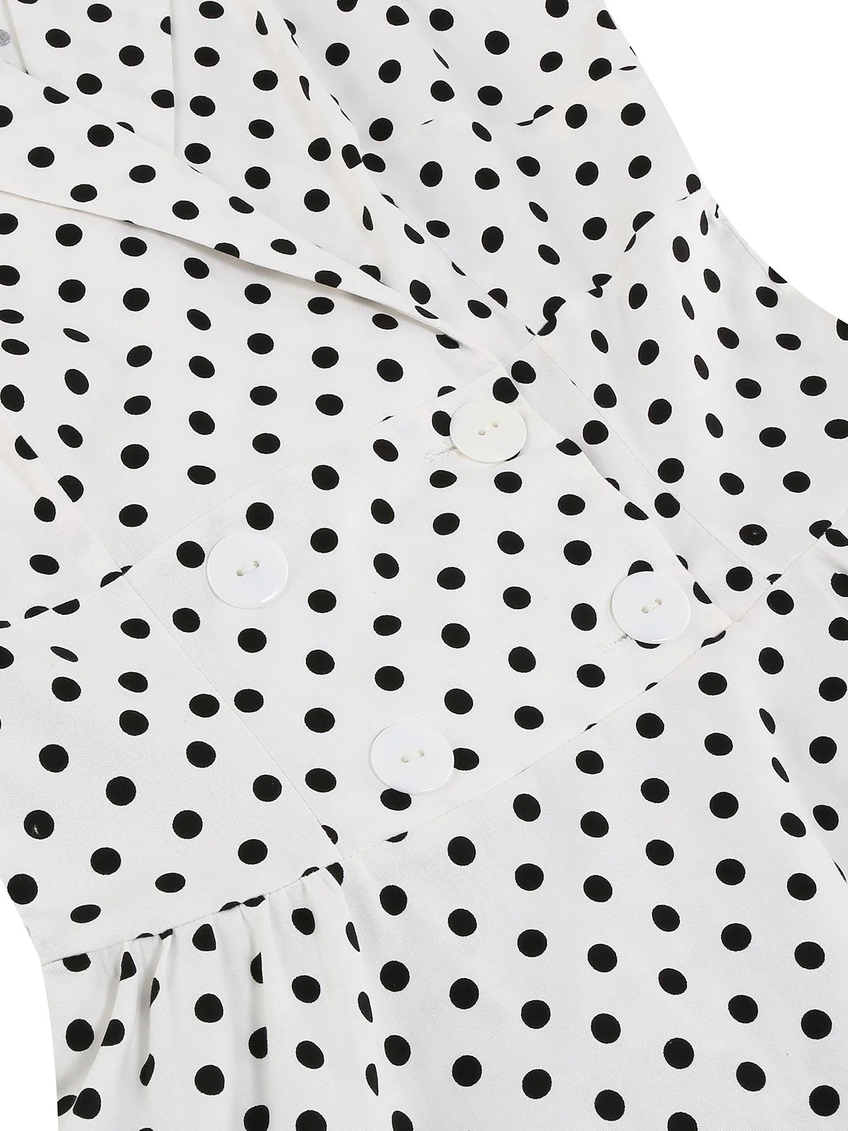 White 1950s Polka Dot Lapel Swing Dress - Image 5