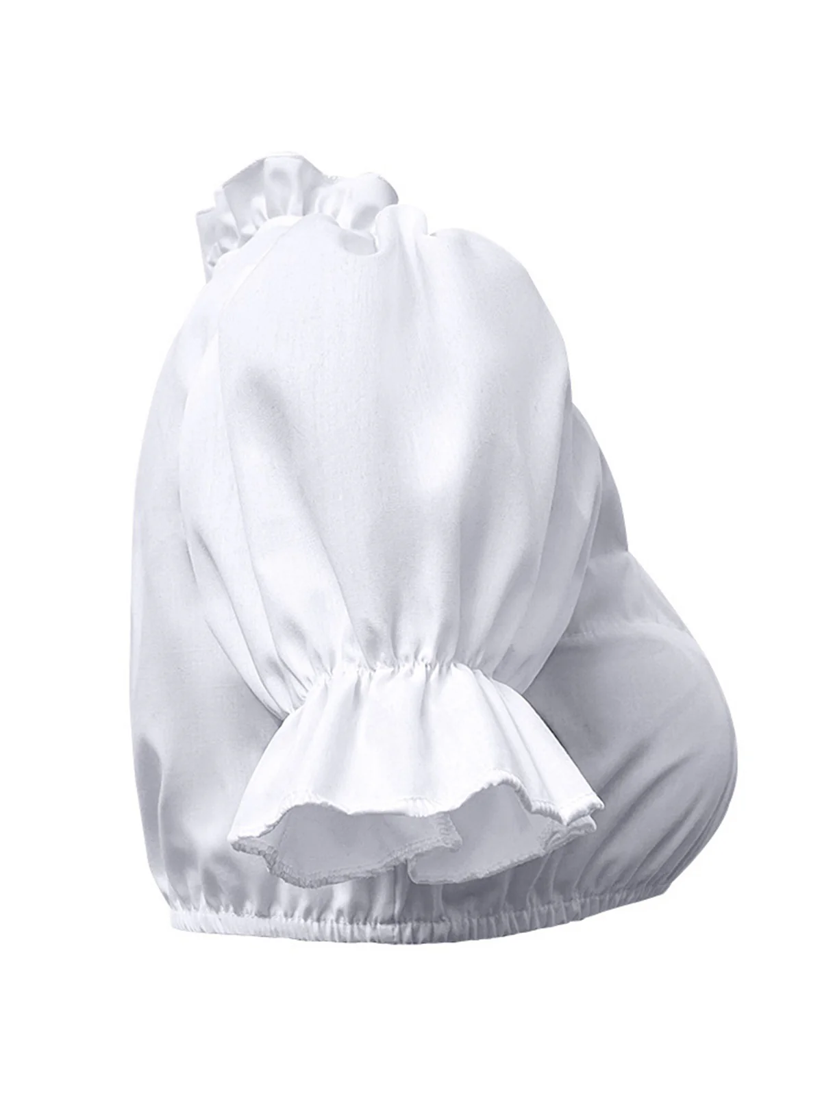 White 1950s Solid Sweetheart Neck Puff Sleeve Crop Top - Image 3
