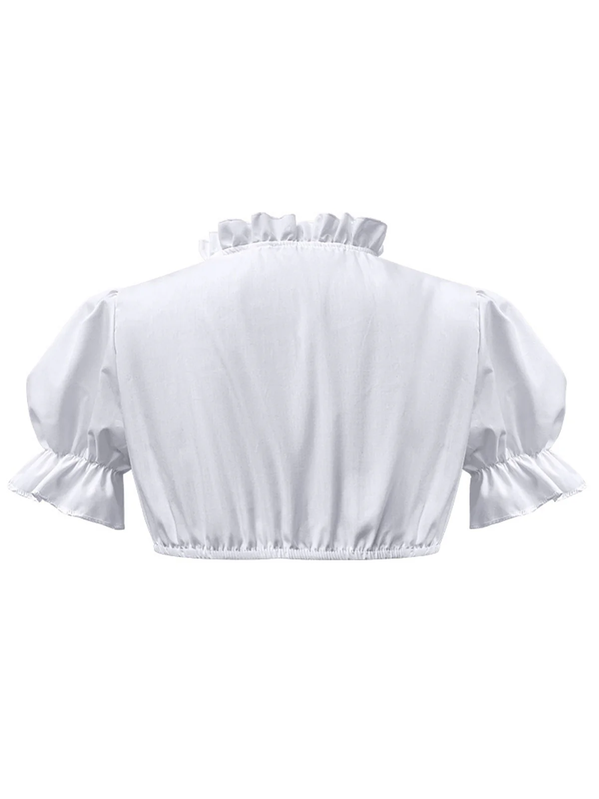 White 1950s Solid Sweetheart Neck Puff Sleeve Crop Top - Image 4