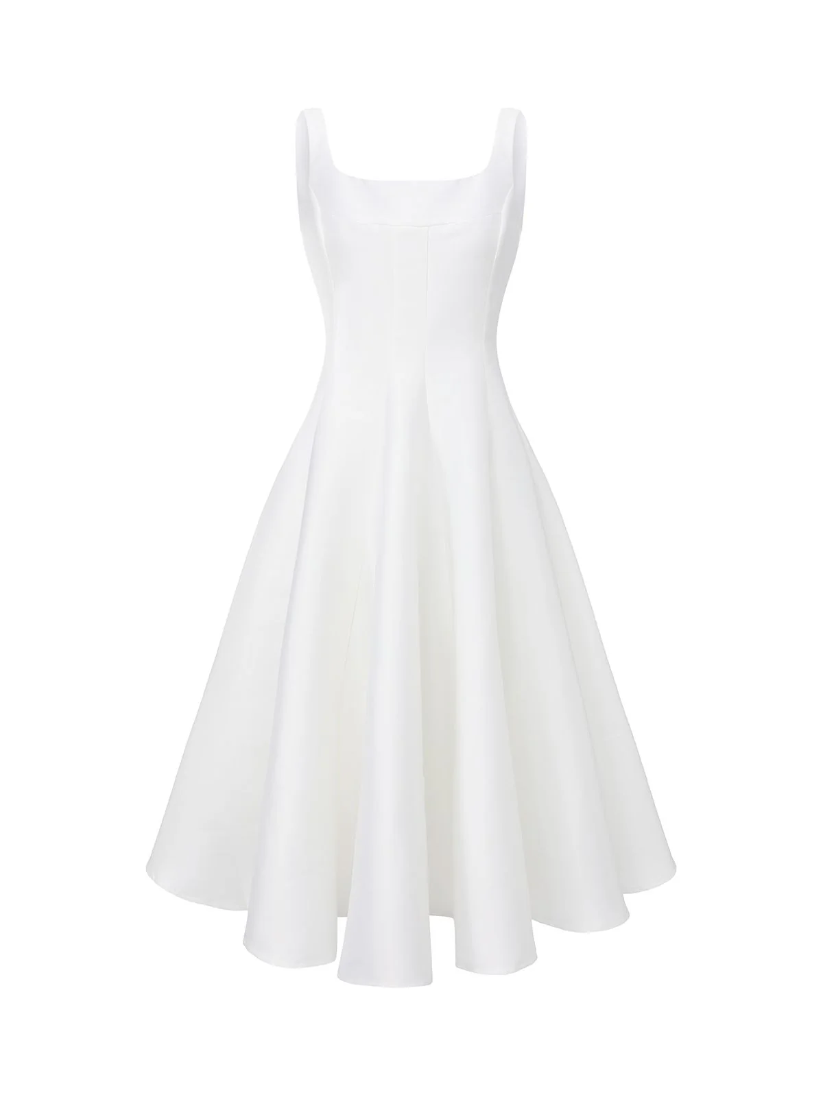 White 1950s Solid Wide Strap Evening Dress - Image 2