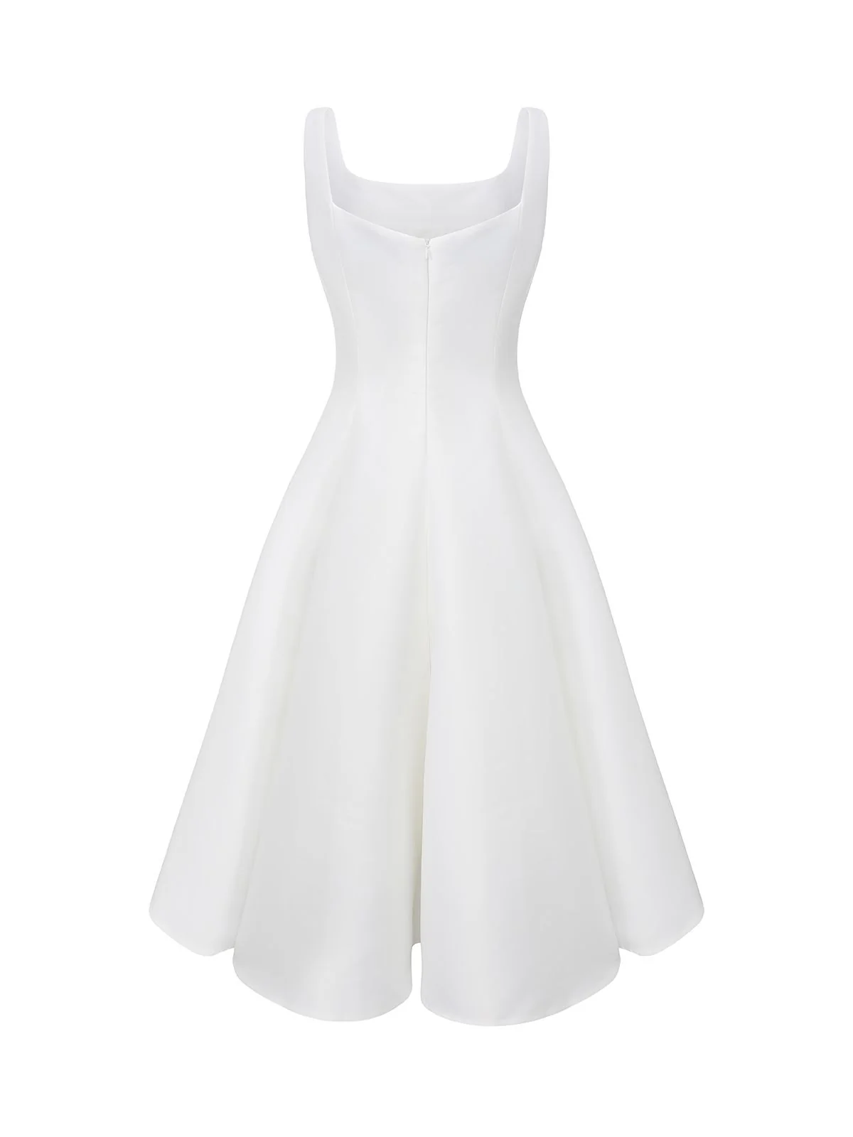White 1950s Solid Wide Strap Evening Dress - Image 3