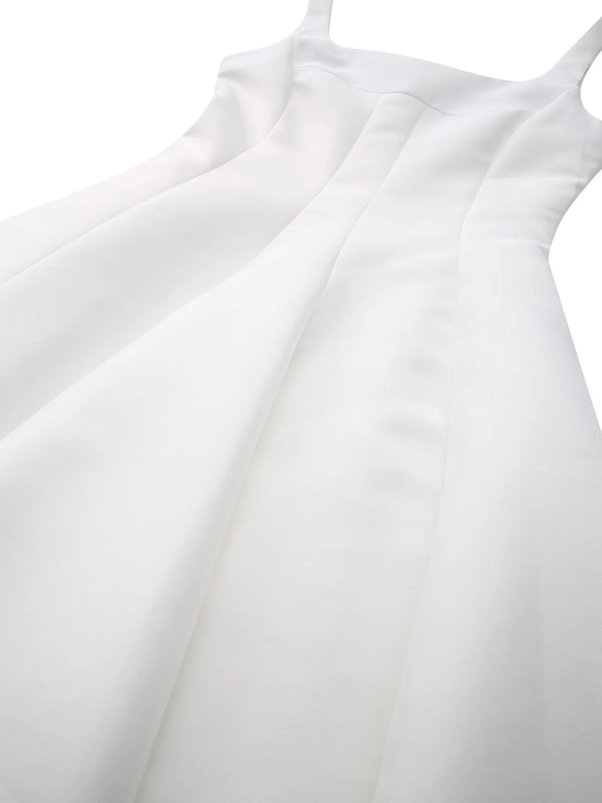 White 1950s Solid Wide Strap Evening Dress - Image 5