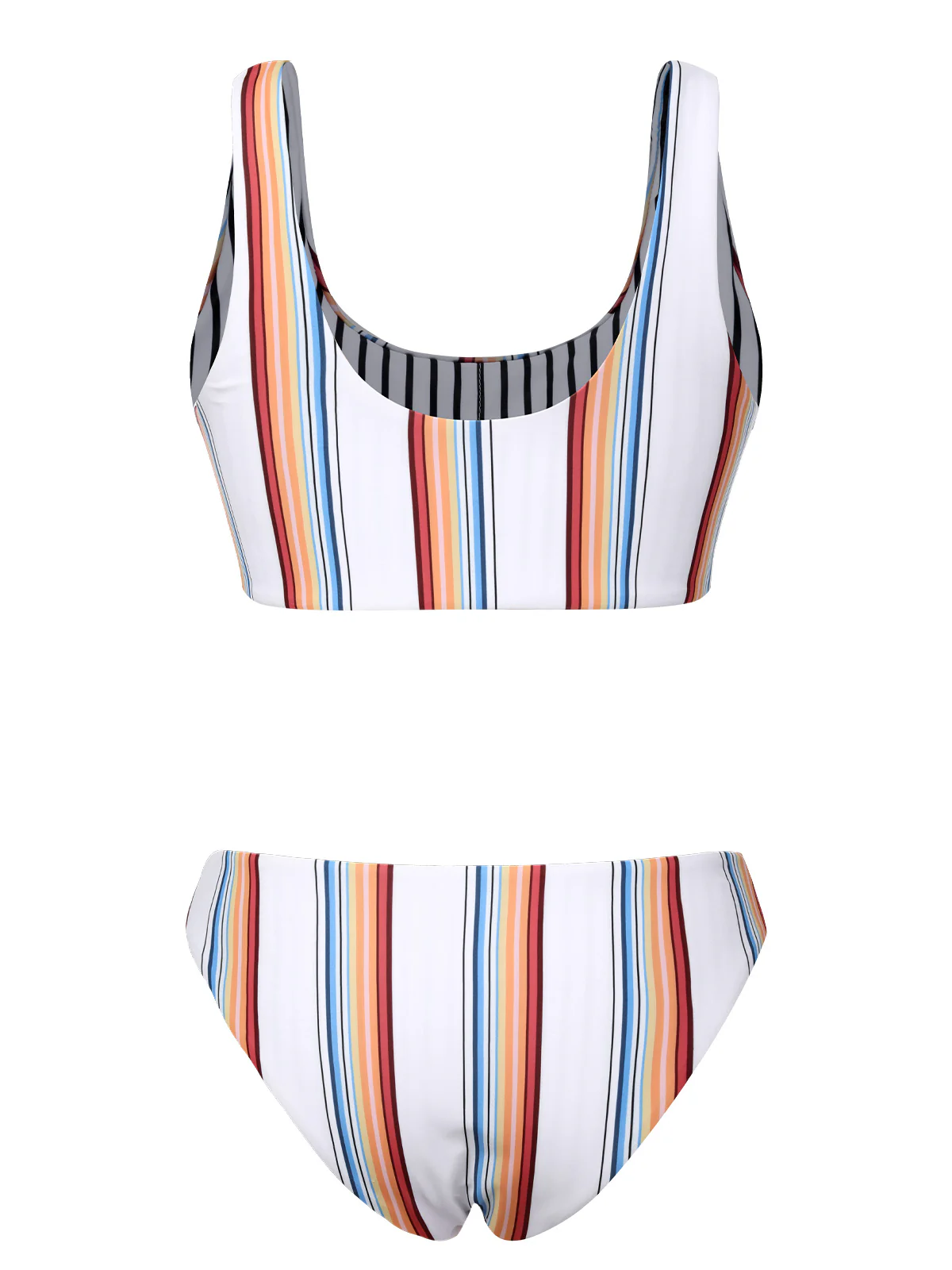 White 1950s Strap Stripes Swimsuit - Image 3