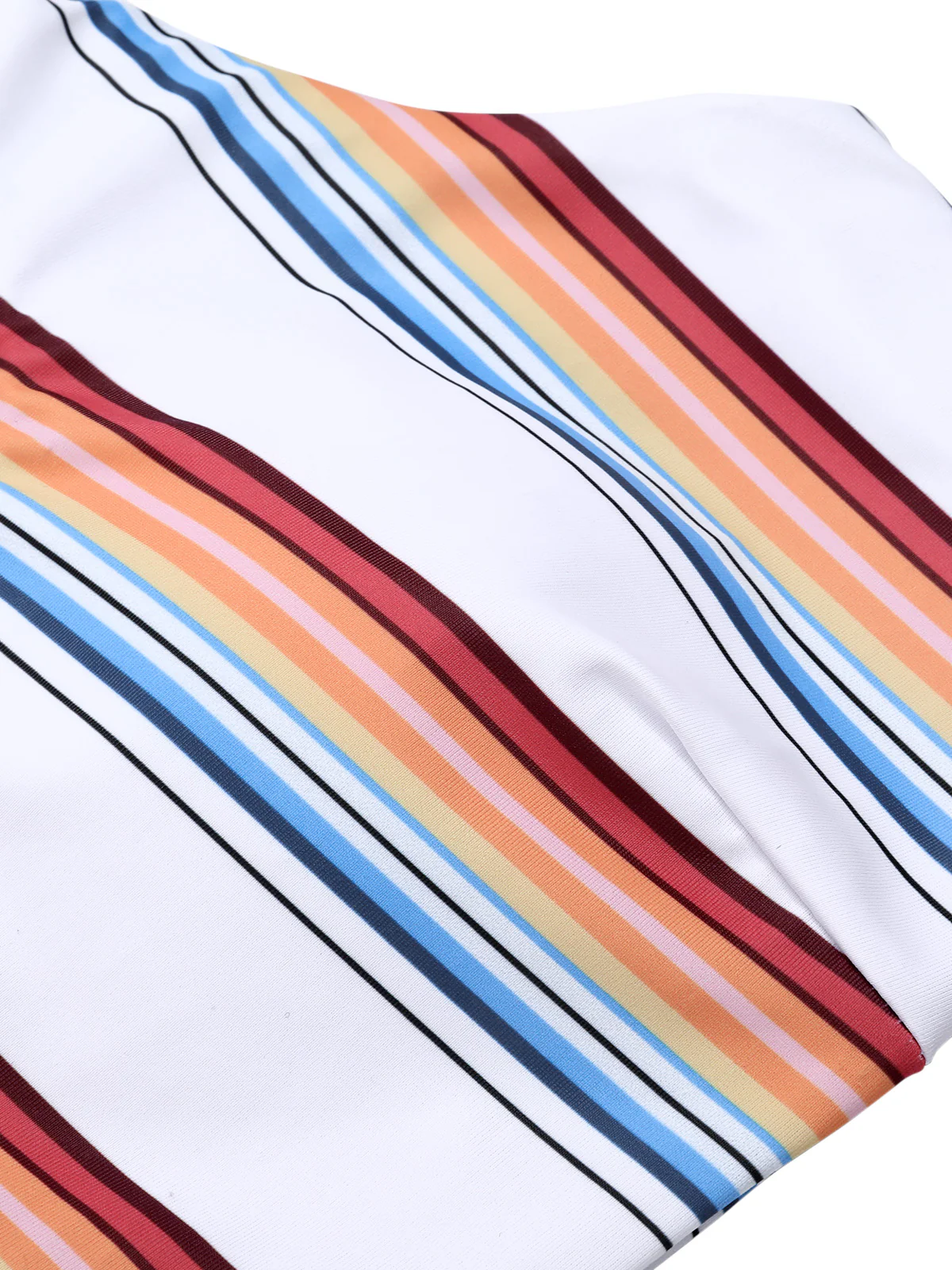 White 1950s Strap Stripes Swimsuit - Image 4
