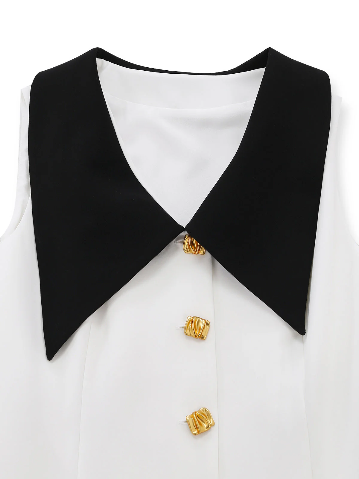White 1960s Chelsea Collar Sleeveless Colorblock Mini Dress - Image 4