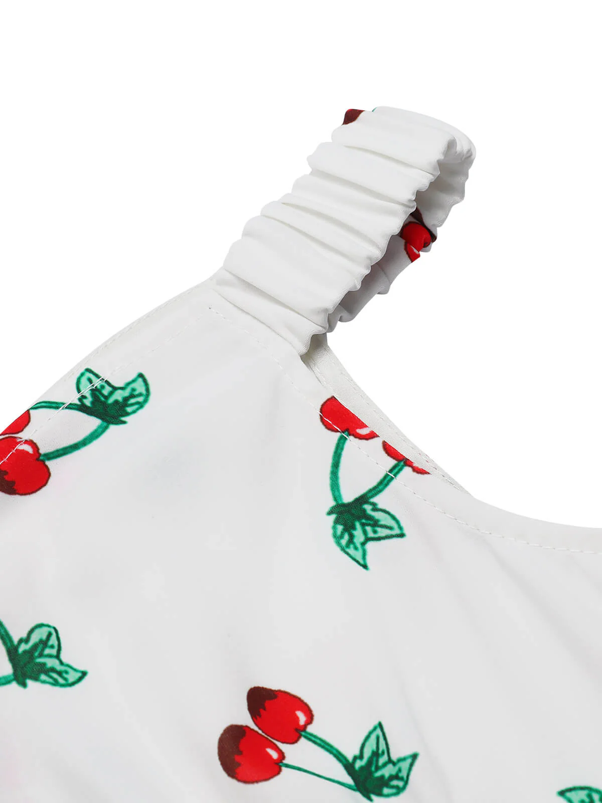 White 1960s Cherry Off-Shoulder Pencil Dress - Image 8