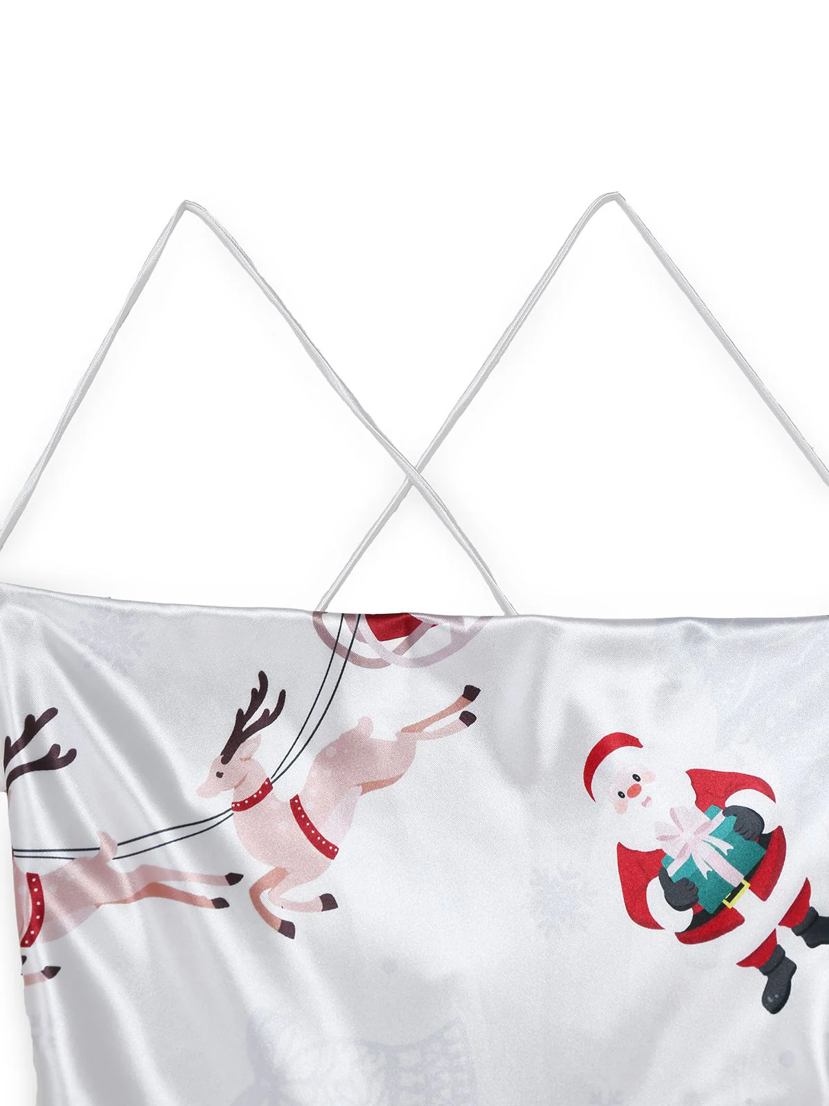 White 1960s Christmas Stain Layered Backless Strap Dress - Image 4