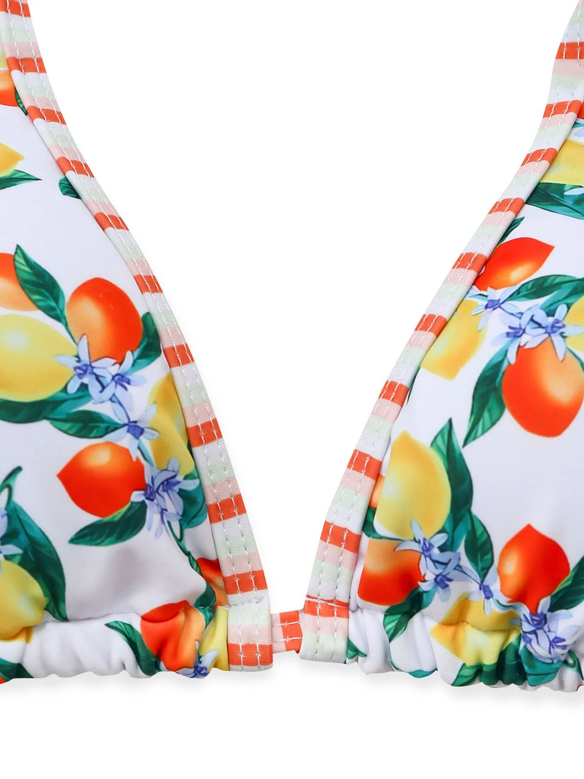 White 1960s Citrus Triangle-Strap Bikini Set - Image 5