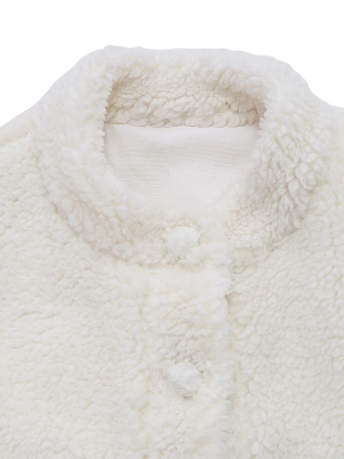 White 1960s Faux-Wool Stand Collar Jacket - Image 5