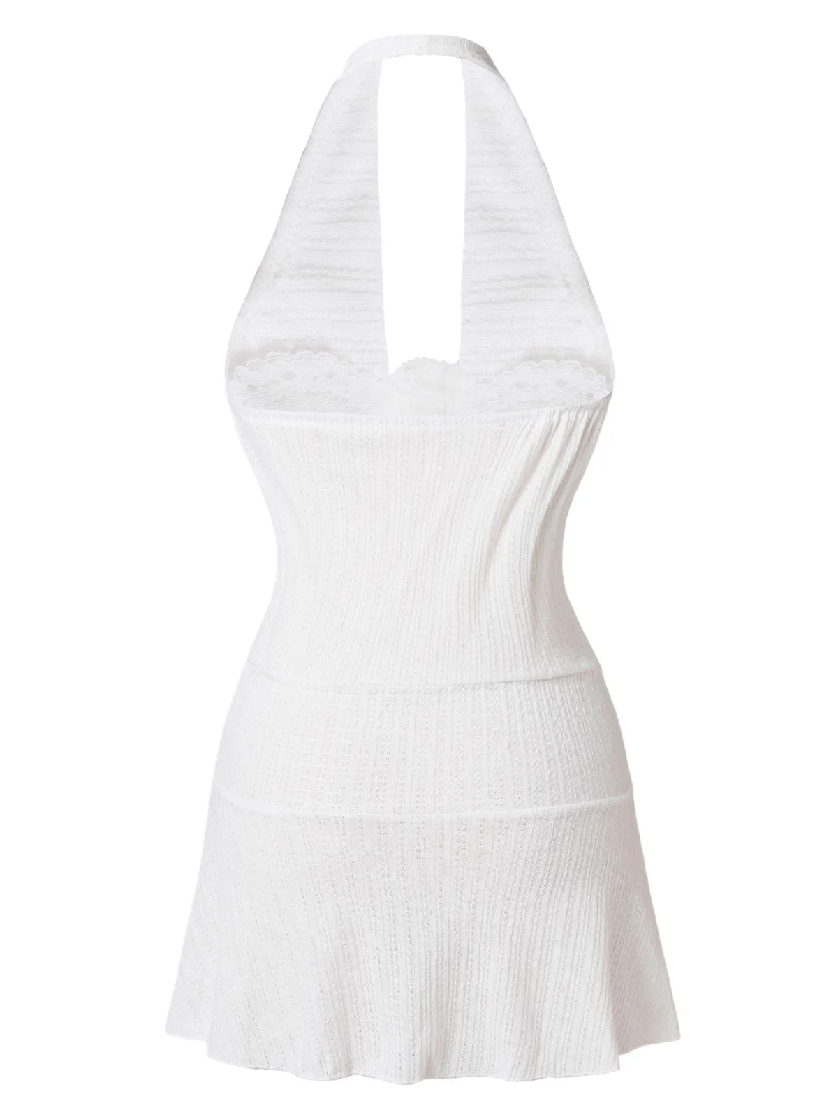 White 1960s Halter Cowl Neck Mini Dress - Image 3