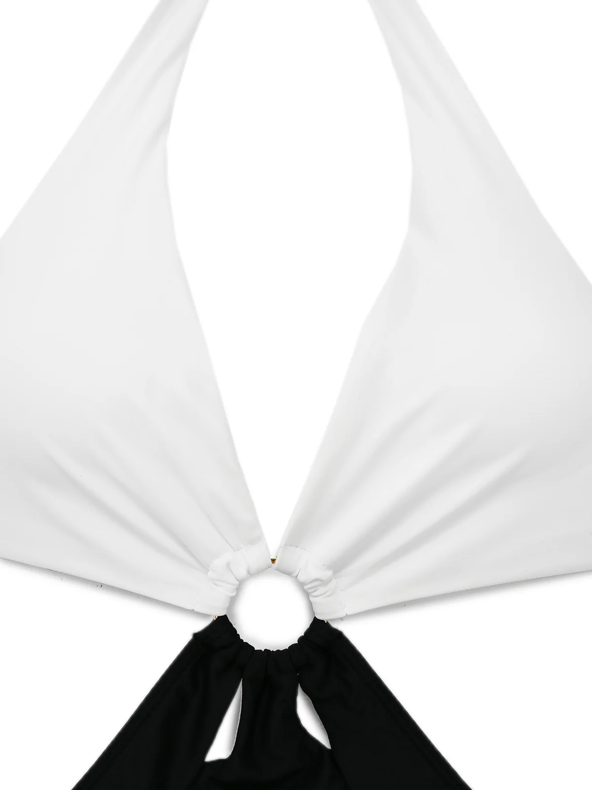 White 1960s Halter Deep V-Neck One-Piece Swimsuit - Image 5