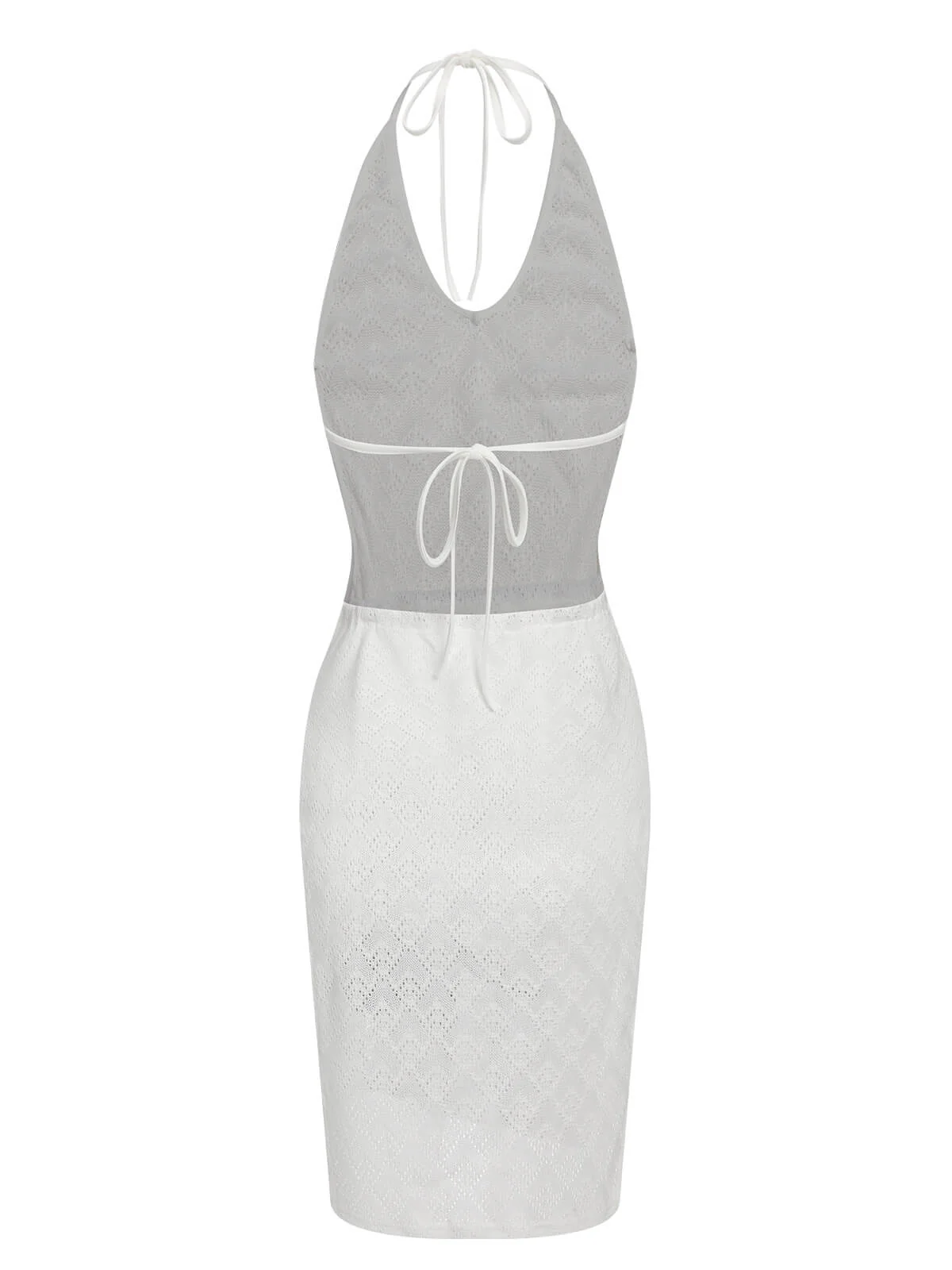 White 1960s Knitted Halter Dress Cover-Up - Image 4