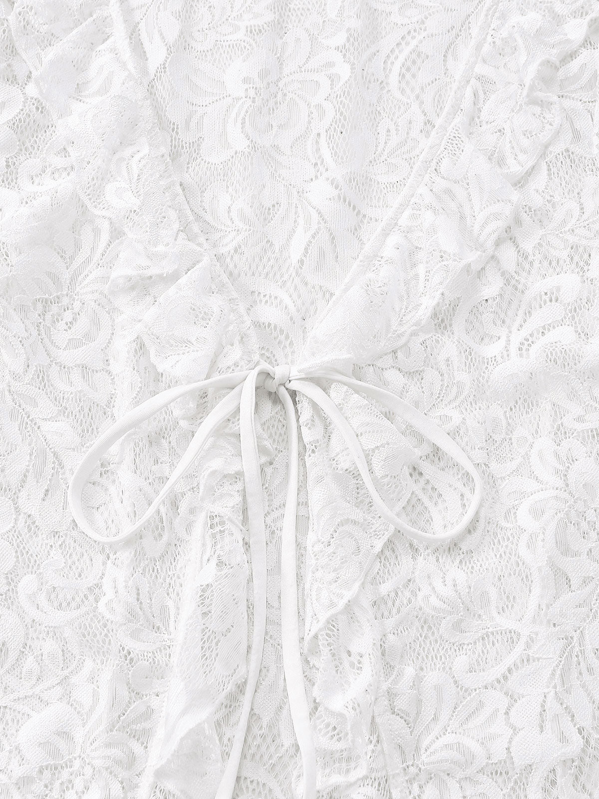 [Pre-Sale] White 1960s Lace Flared Sleeve Ruffle Maxi Cover-Up - Image 6