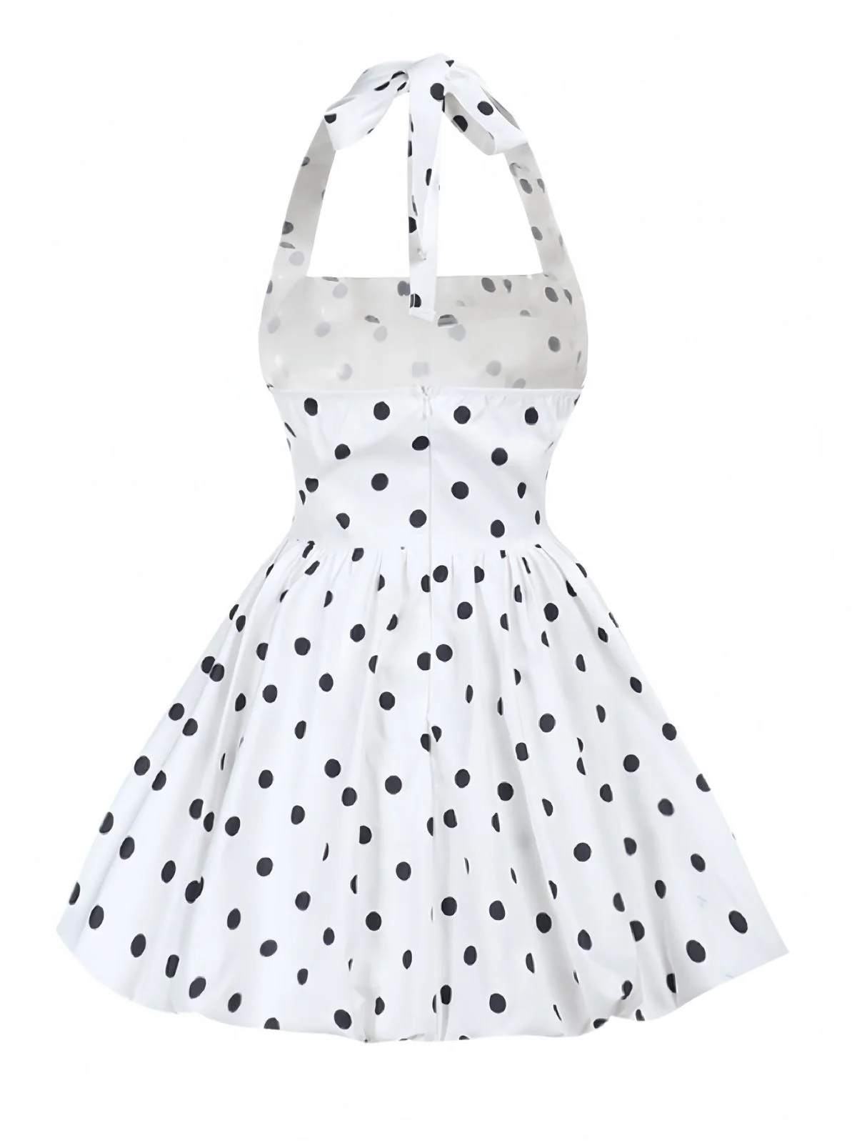 White 1960s Polka Dots Halter Tutu Dress - Image 6
