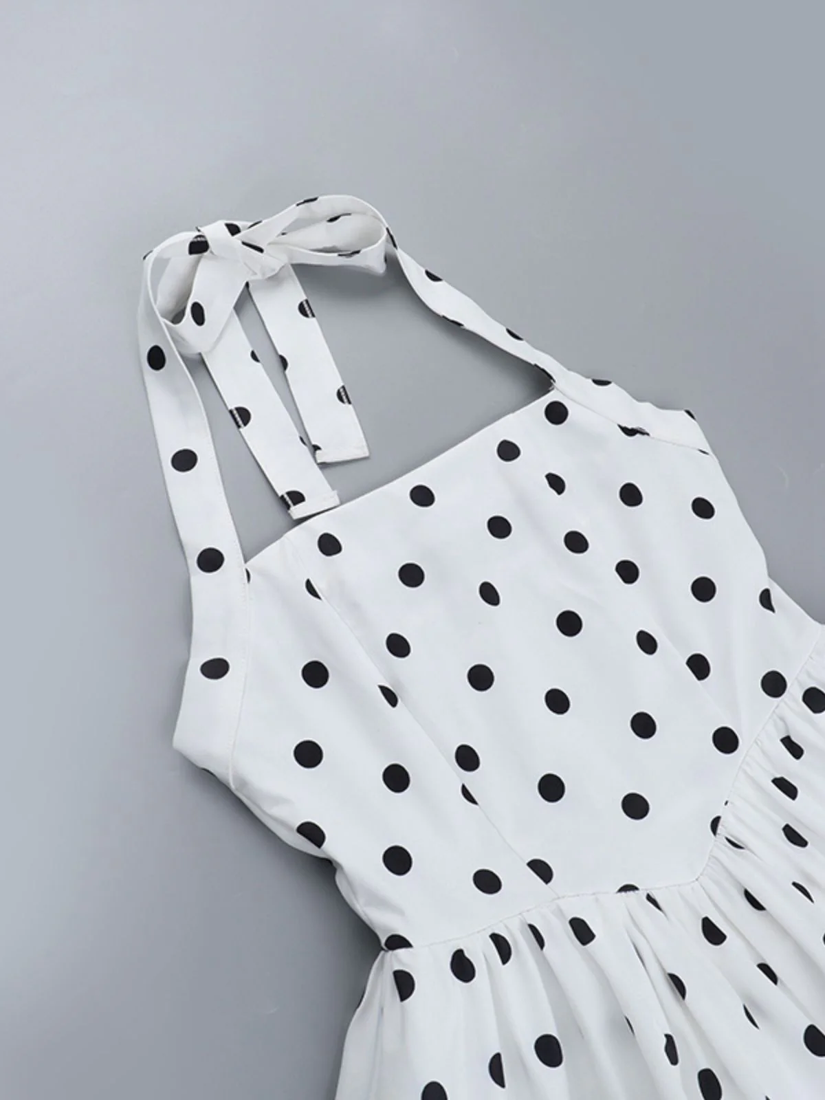 White 1960s Polka Dots Halter Tutu Dress - Image 8