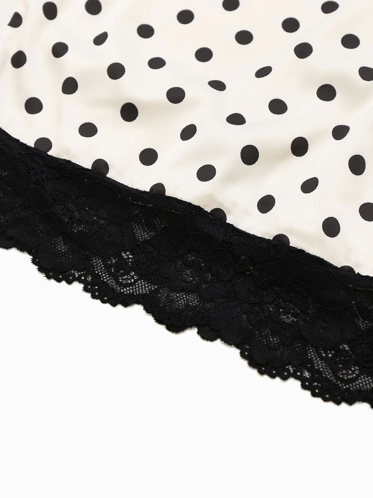 White 1960s Polka Dots Lace Patchwork Bodycon Dress - Image 3