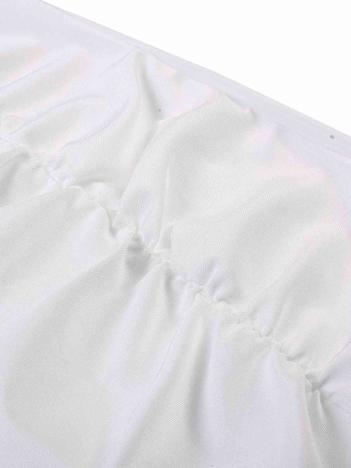 White 1960s Sequins Splicing Slit Dress - Image 4