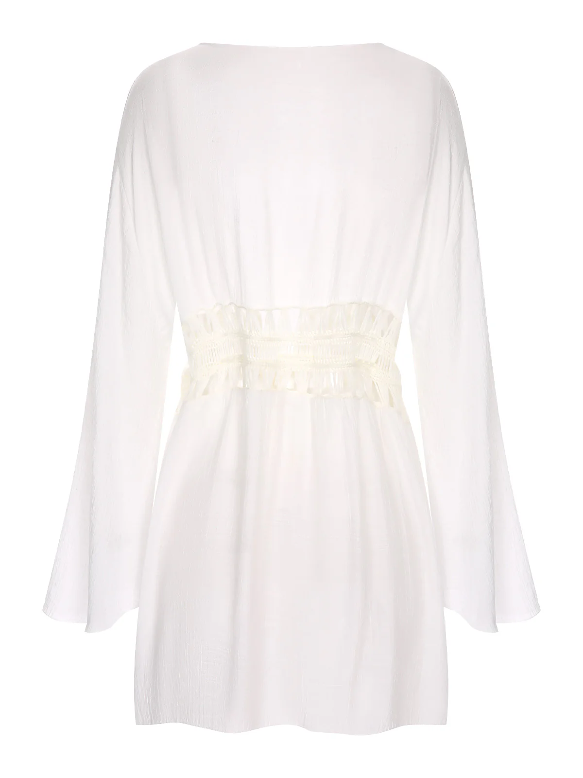 White 1960s Solid Hollow Waist Cover Up - Image 3