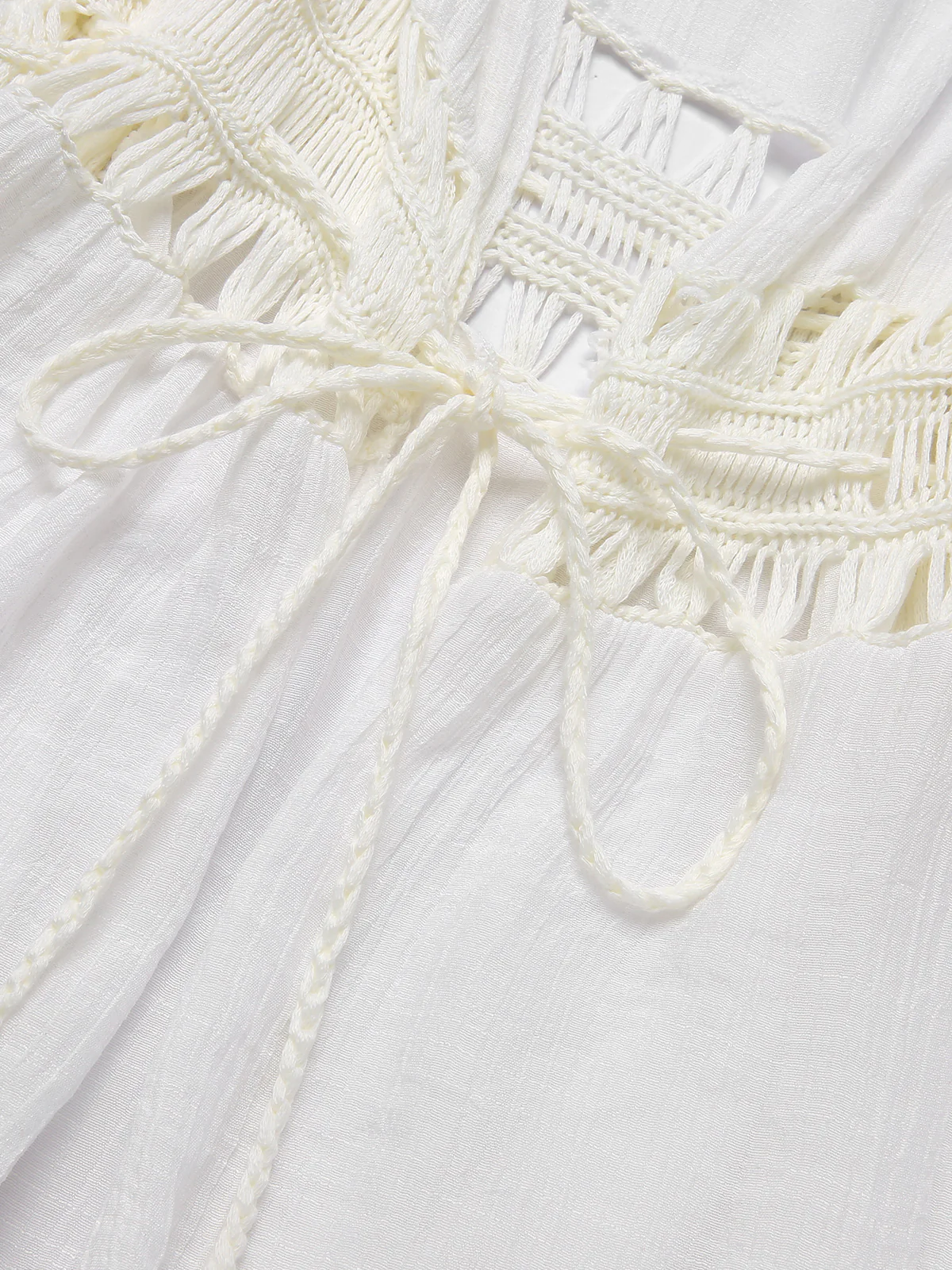 White 1960s Solid Hollow Waist Cover Up - Image 4