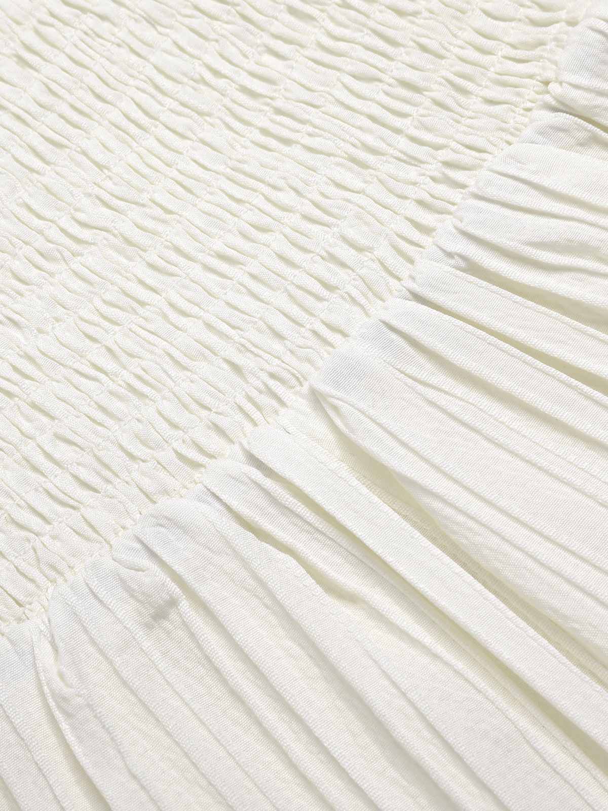 White 1960s Solid Puff Square Neck Romper - Image 4