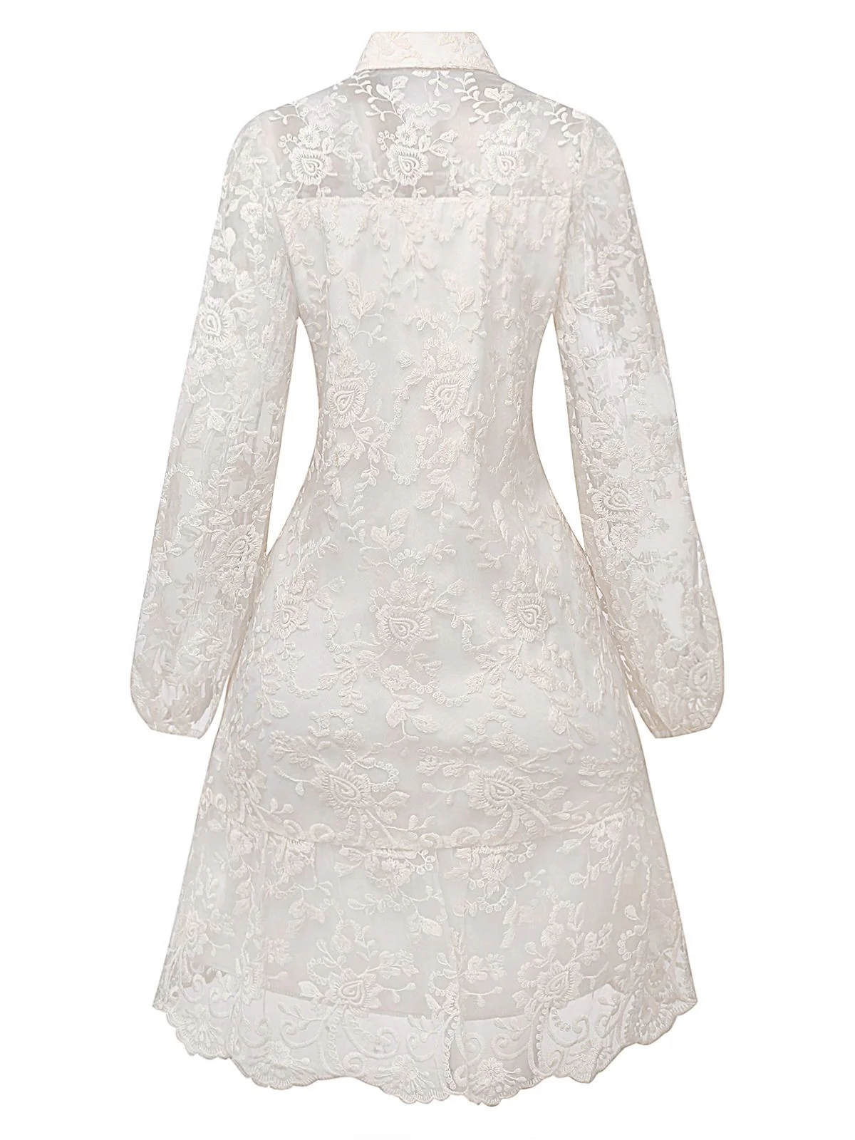 White 1960s Solid Pure Cotton Lace Dress - Image 3