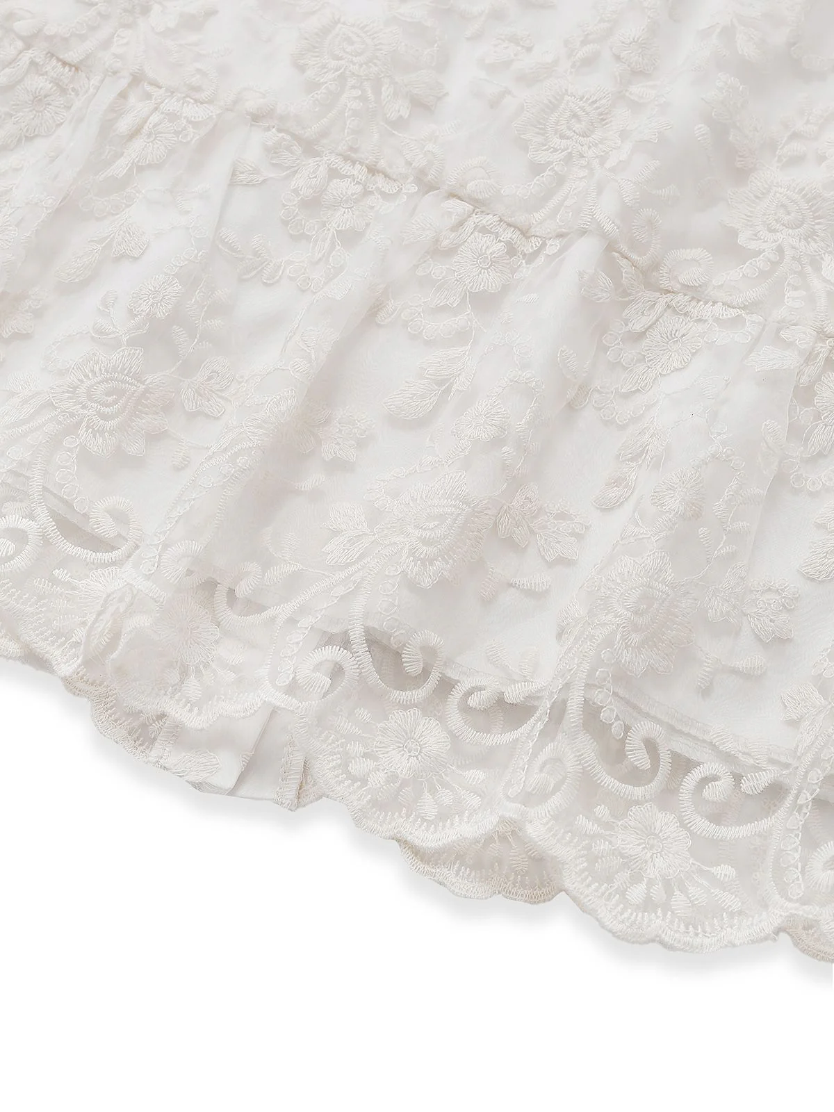 White 1960s Solid Pure Cotton Lace Dress - Image 7