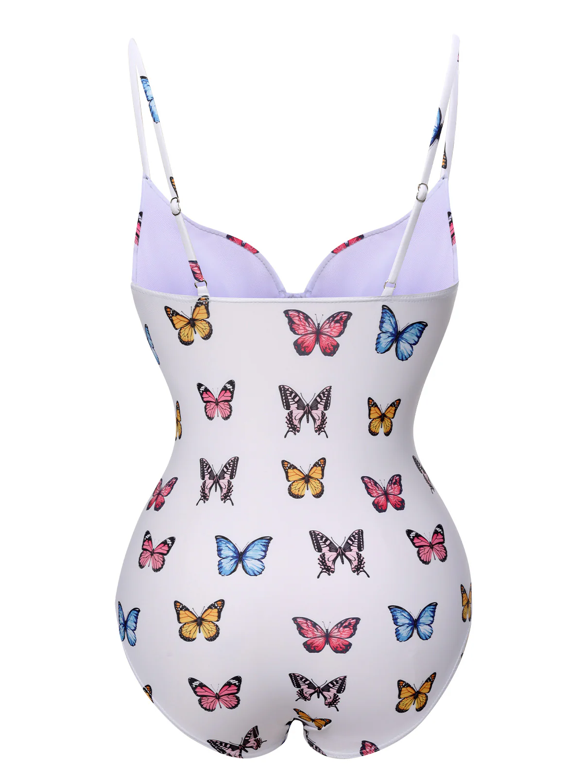 White 1970s Butterfly Strap One-Piece Swimsuit - Image 3