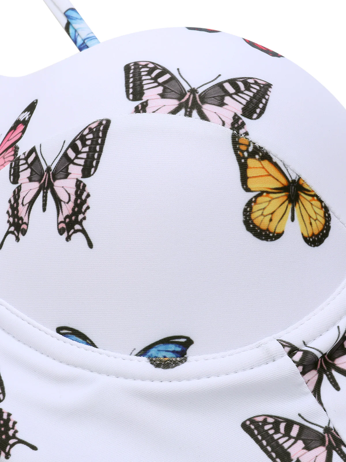 White 1970s Butterfly Strap One-Piece Swimsuit - Image 4