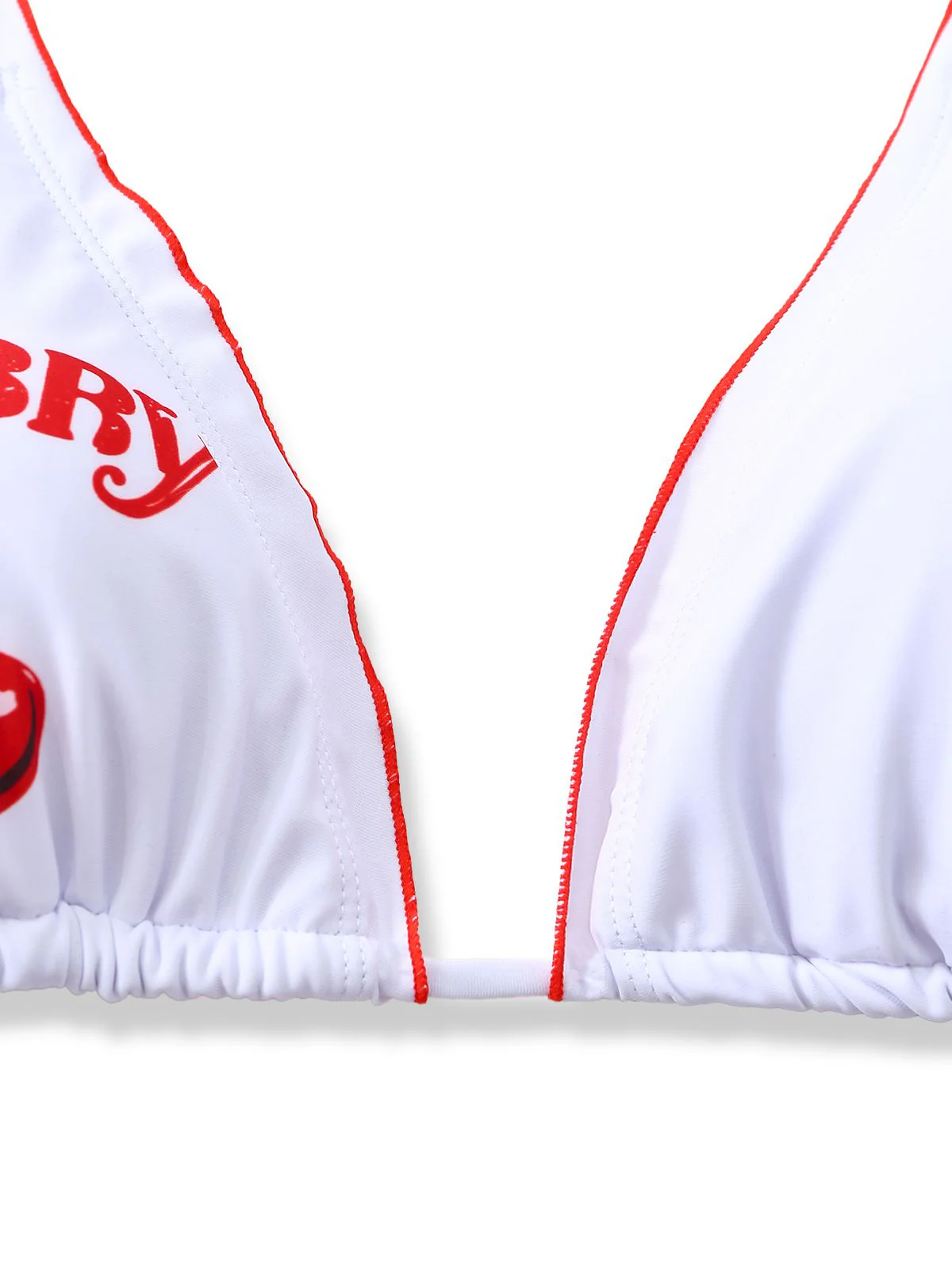 White 1970s Cherry Print Tie-Halter Bikini Set - Image 5