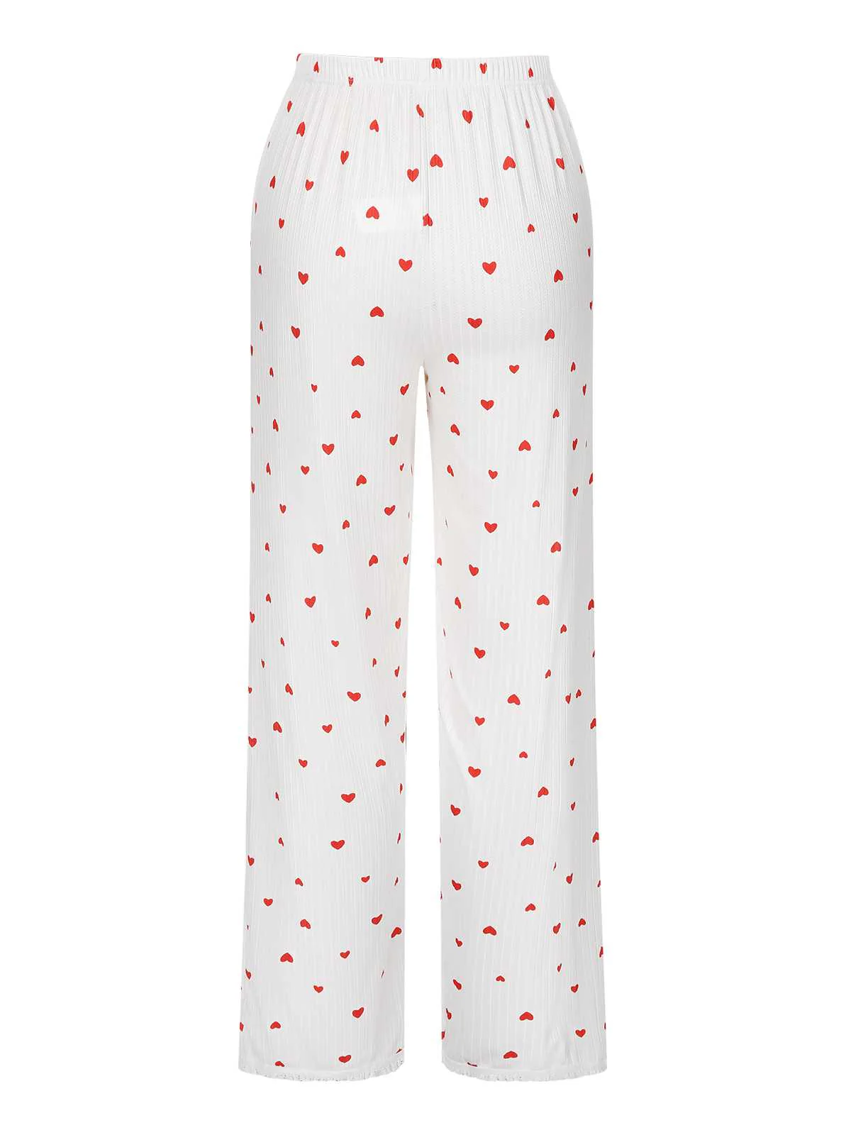 White 1970s Curled Heart Bow Long Sleeve Pajamas - Image 6